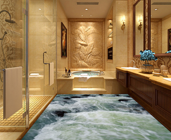 3D Churning Water 324 Floor Mural Wallpaper Murals Rug & Mat Print Epoxy waterproof bath floor