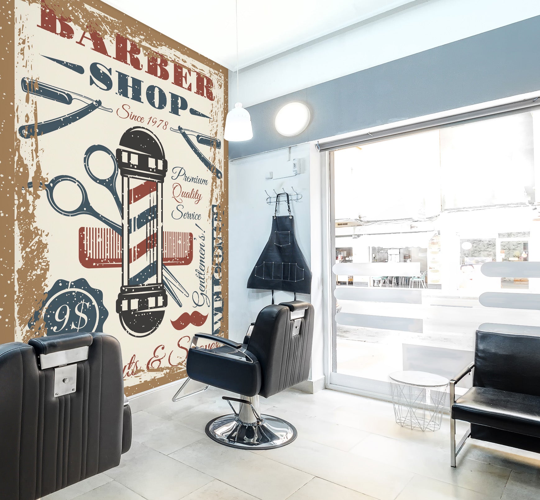 3D Colorful Stripes Comb Scissors 115214 Barber Shop Wall Murals