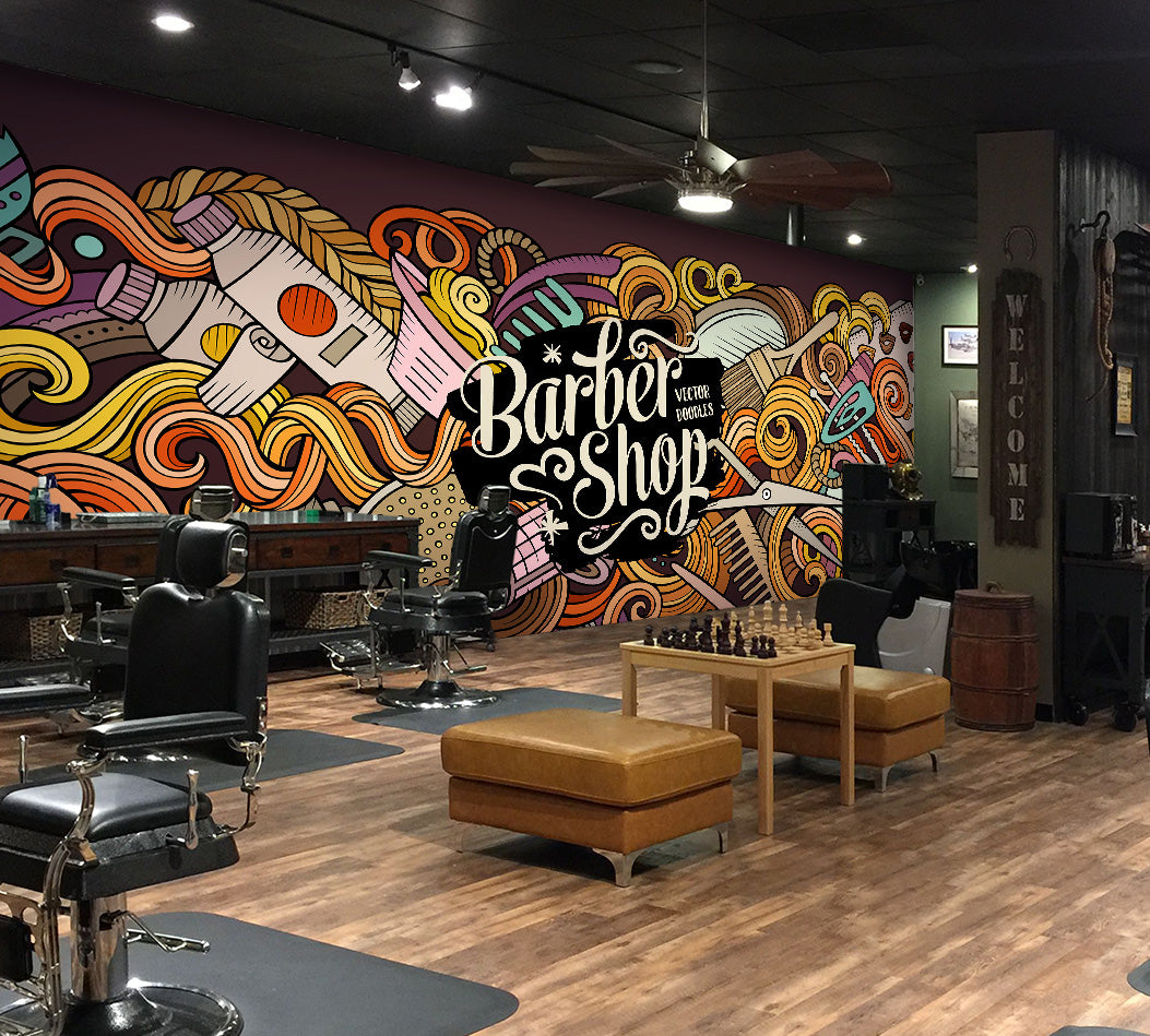 3D Color Texture Pattern 115147 Barber Shop Wall Murals