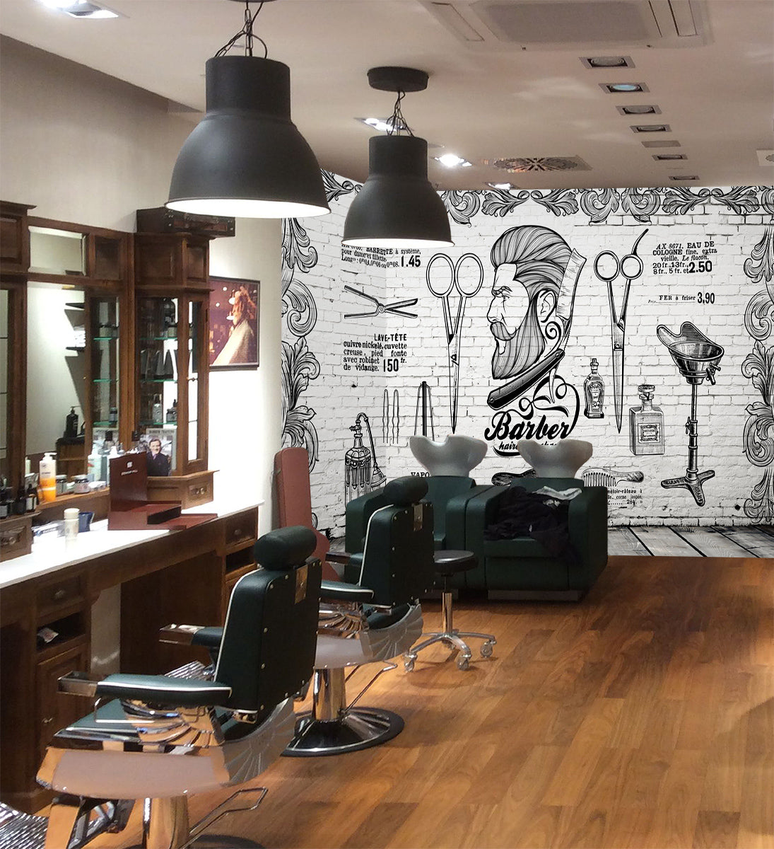 3D Scissors Comb 1478 Barber Shop Wall Murals