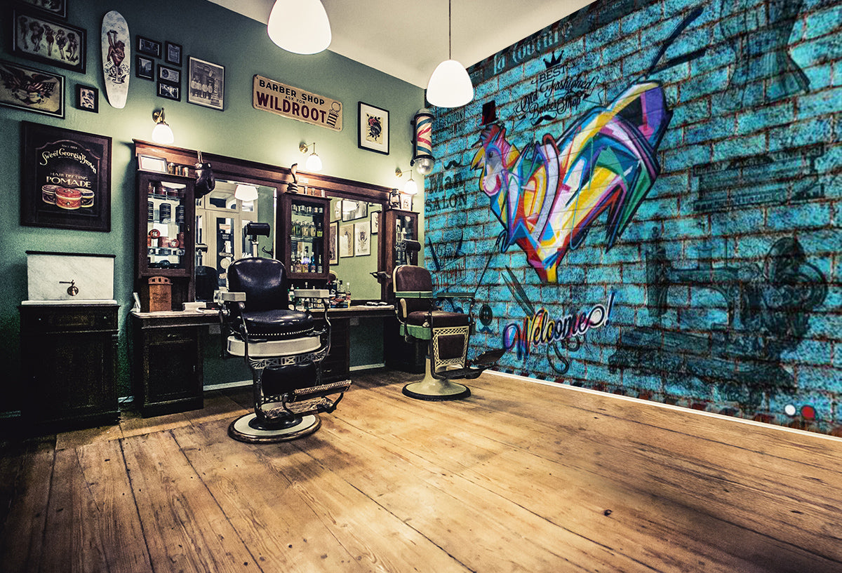 3D Color Graffiti 1429 Barber Shop Wall Murals