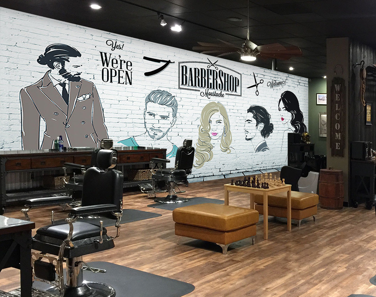 3D Haircut Girl 1446 Barber Shop Wall Murals