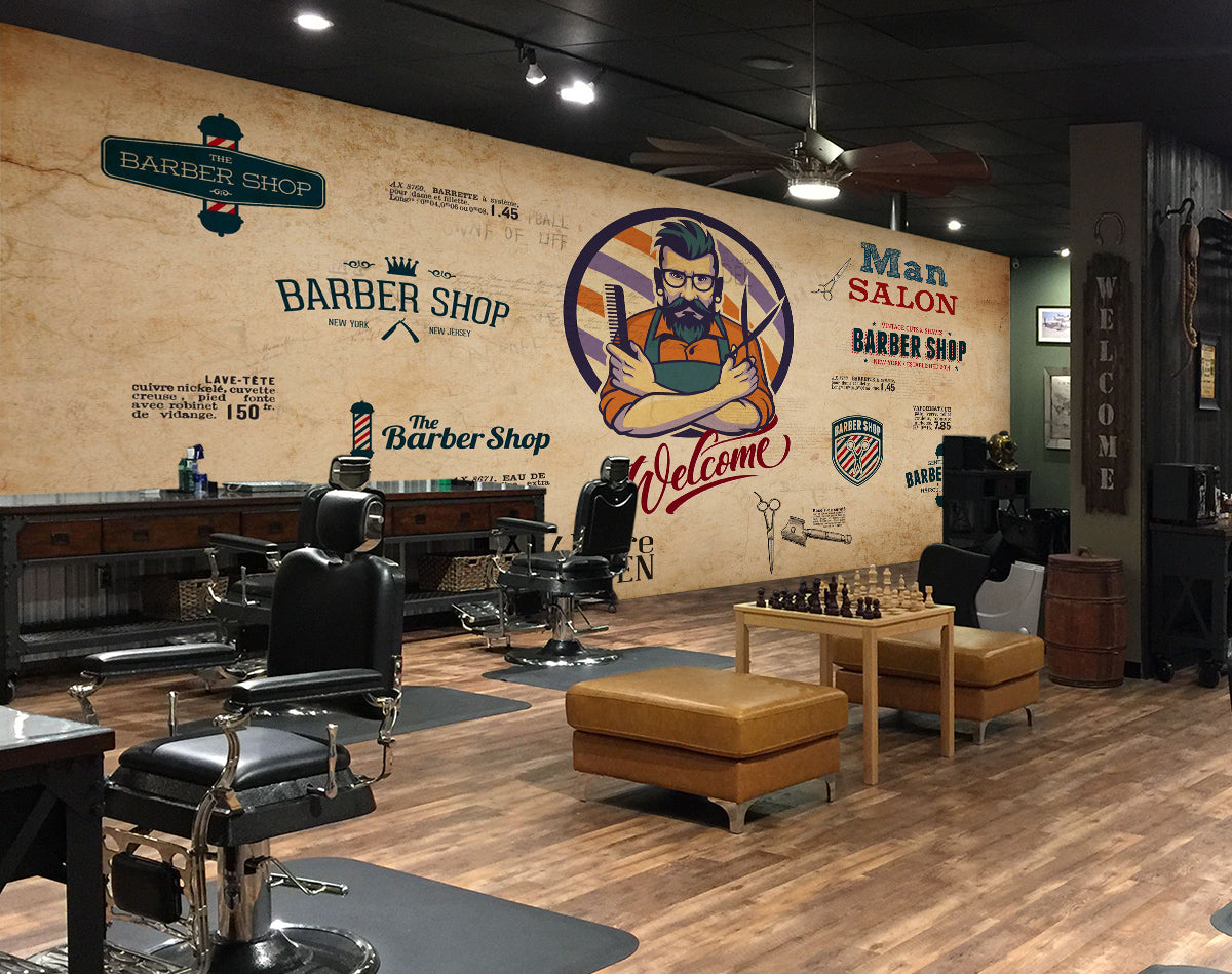 3D Strong Hairdresser 1434 Barber Shop Wall Murals