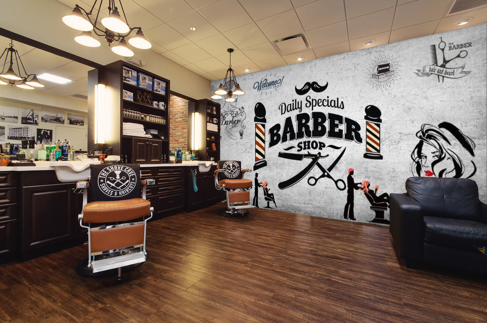 3D Fashion Style 1428 Barber Shop Wall Murals