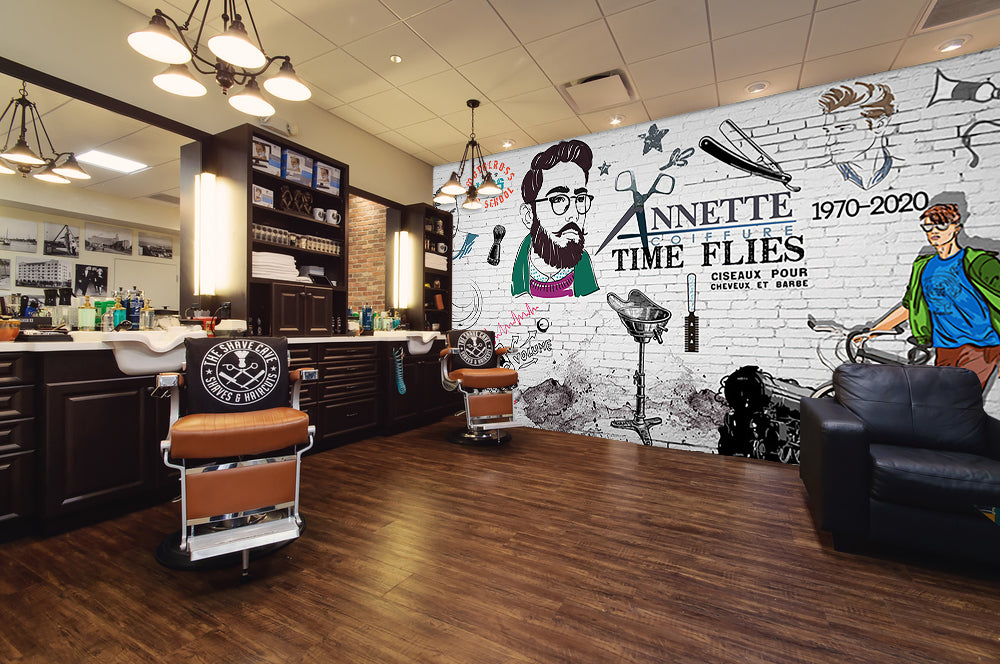 3D Hair Cutting Supplies 1458 Barber Shop Wall Murals