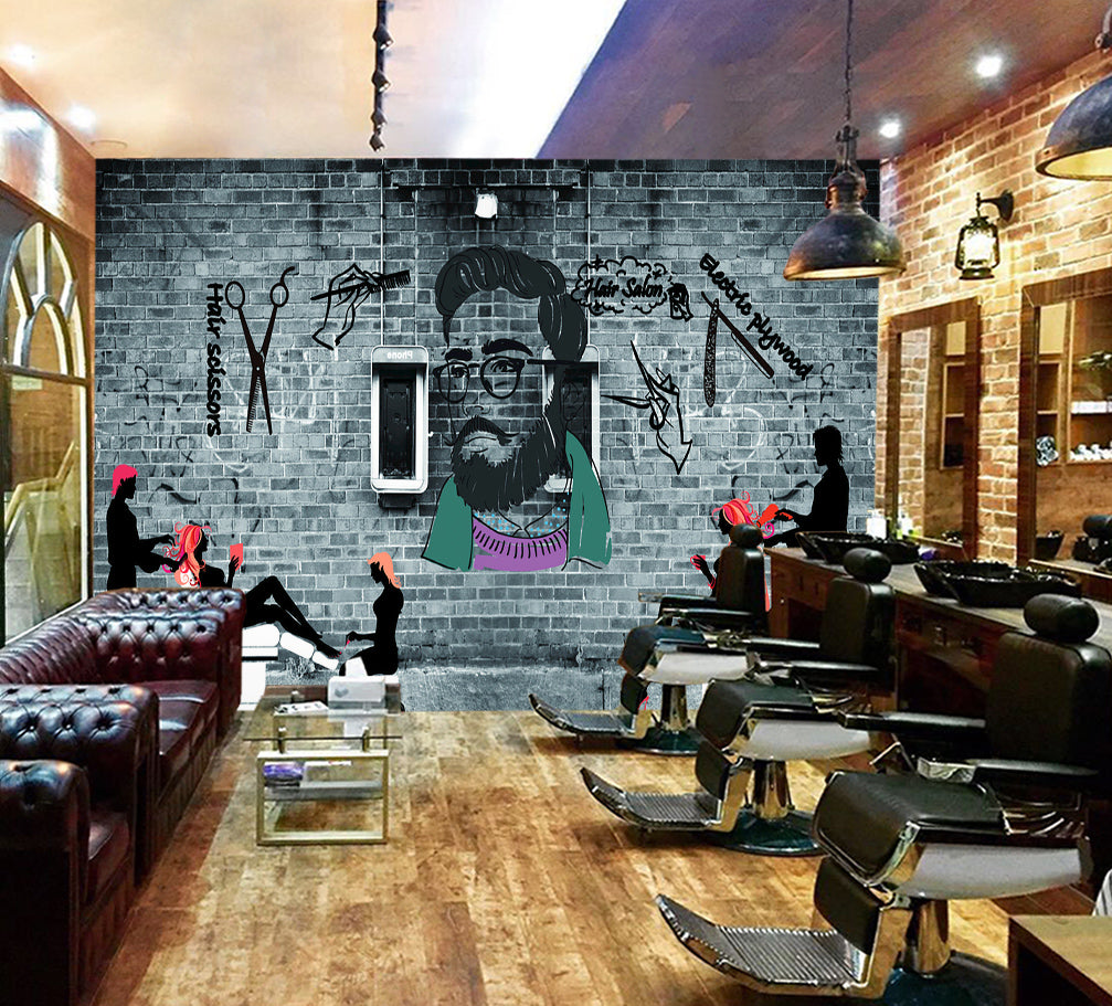 3D Hairdresser 1472 Barber Shop Wall Murals