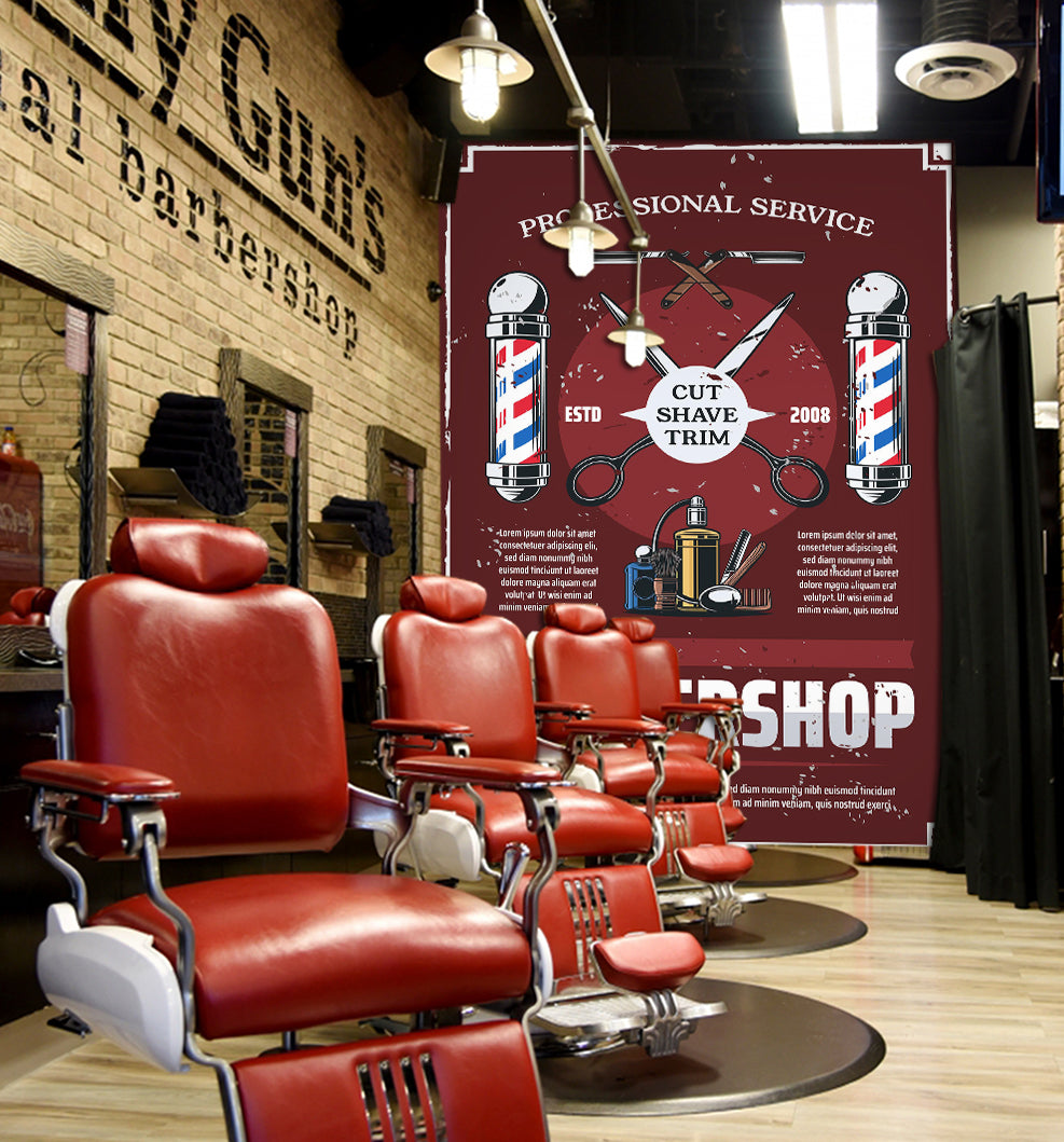 3D Color Lamp Post 1439 Barber Shop Wall Murals