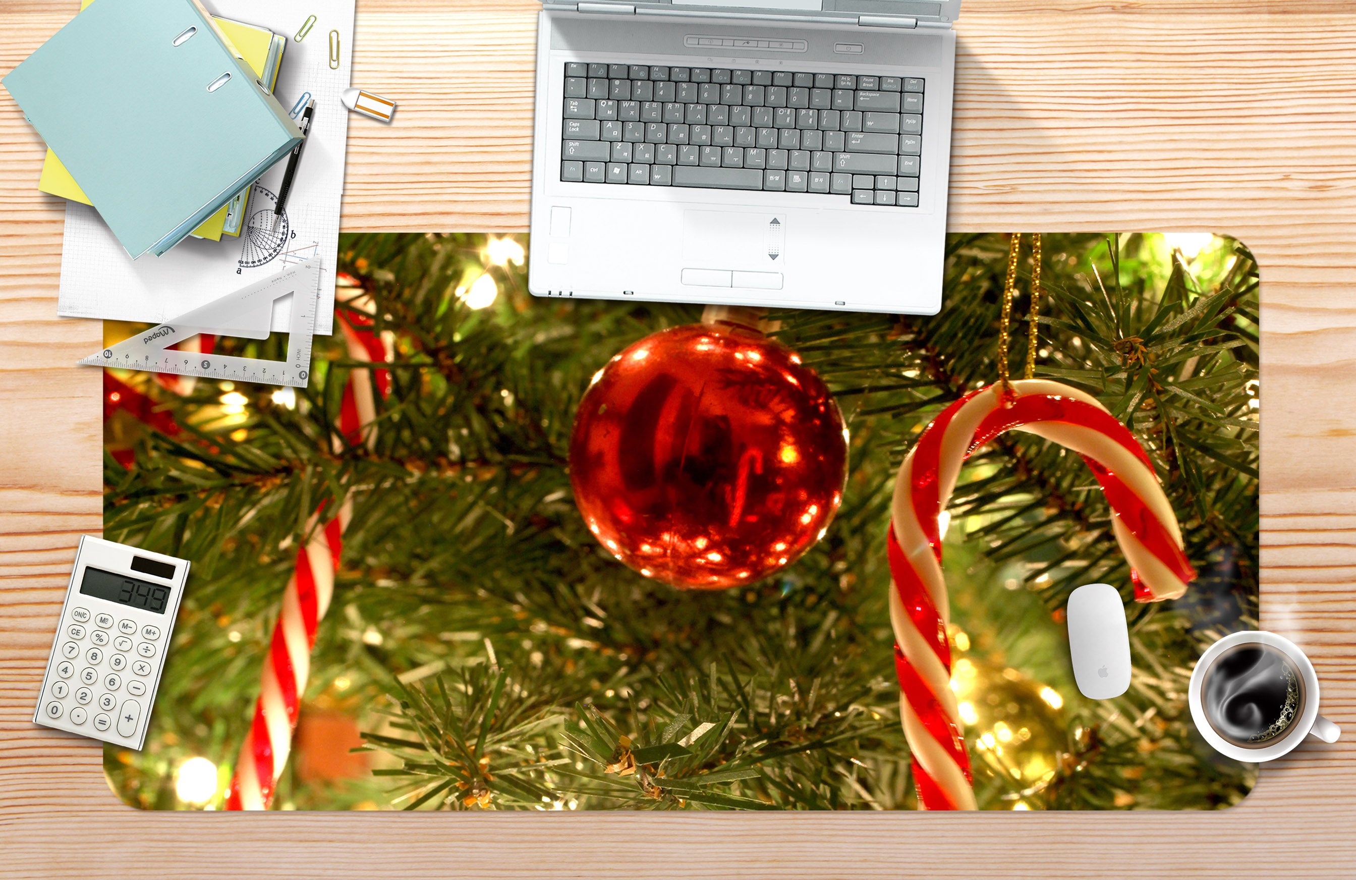 3D Ball Candy Cane Pendant 53218 Christmas Desk Mat Xmas