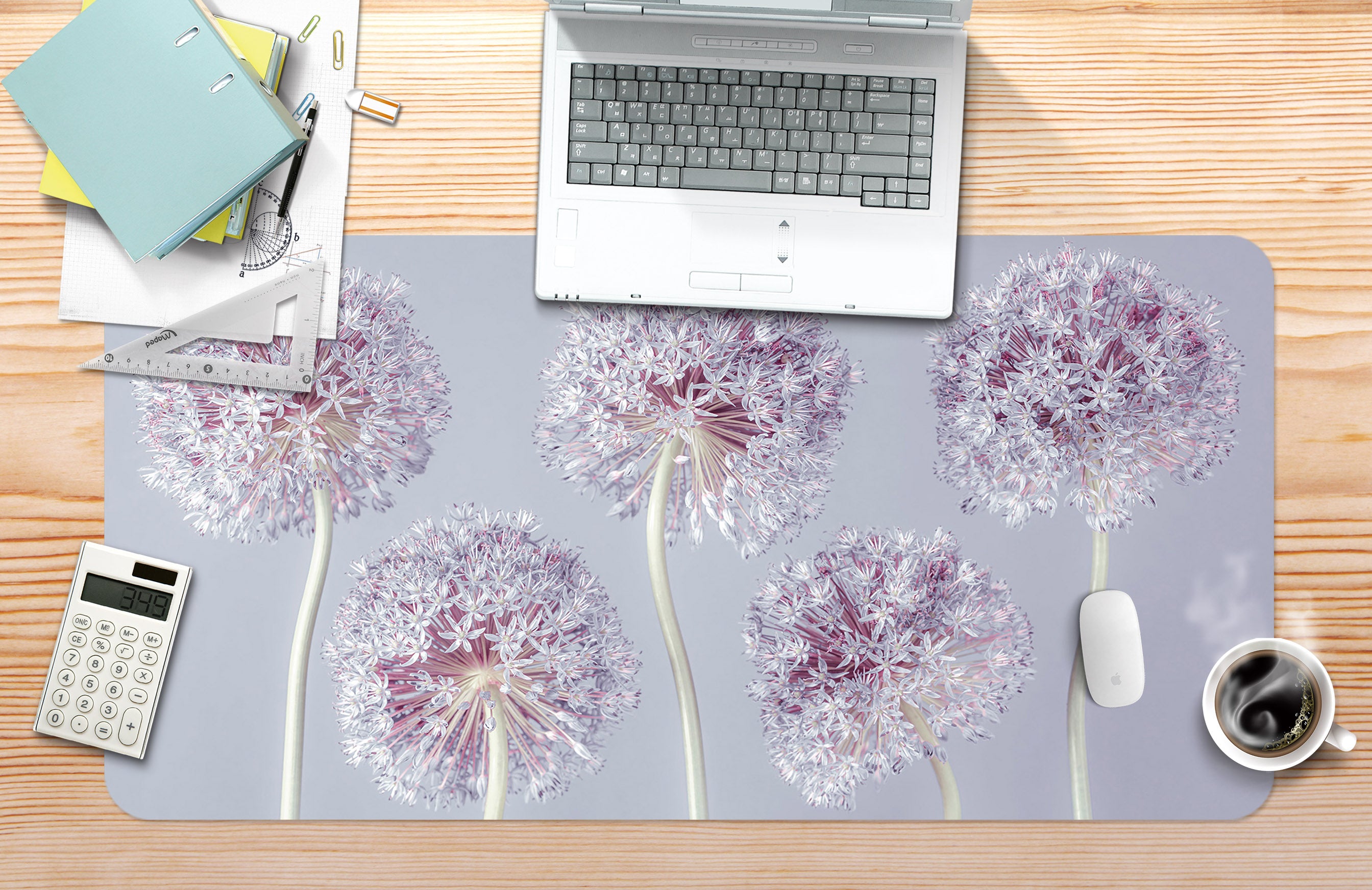 3D Pink Dandelion 7709 Assaf Frank Desk Mat