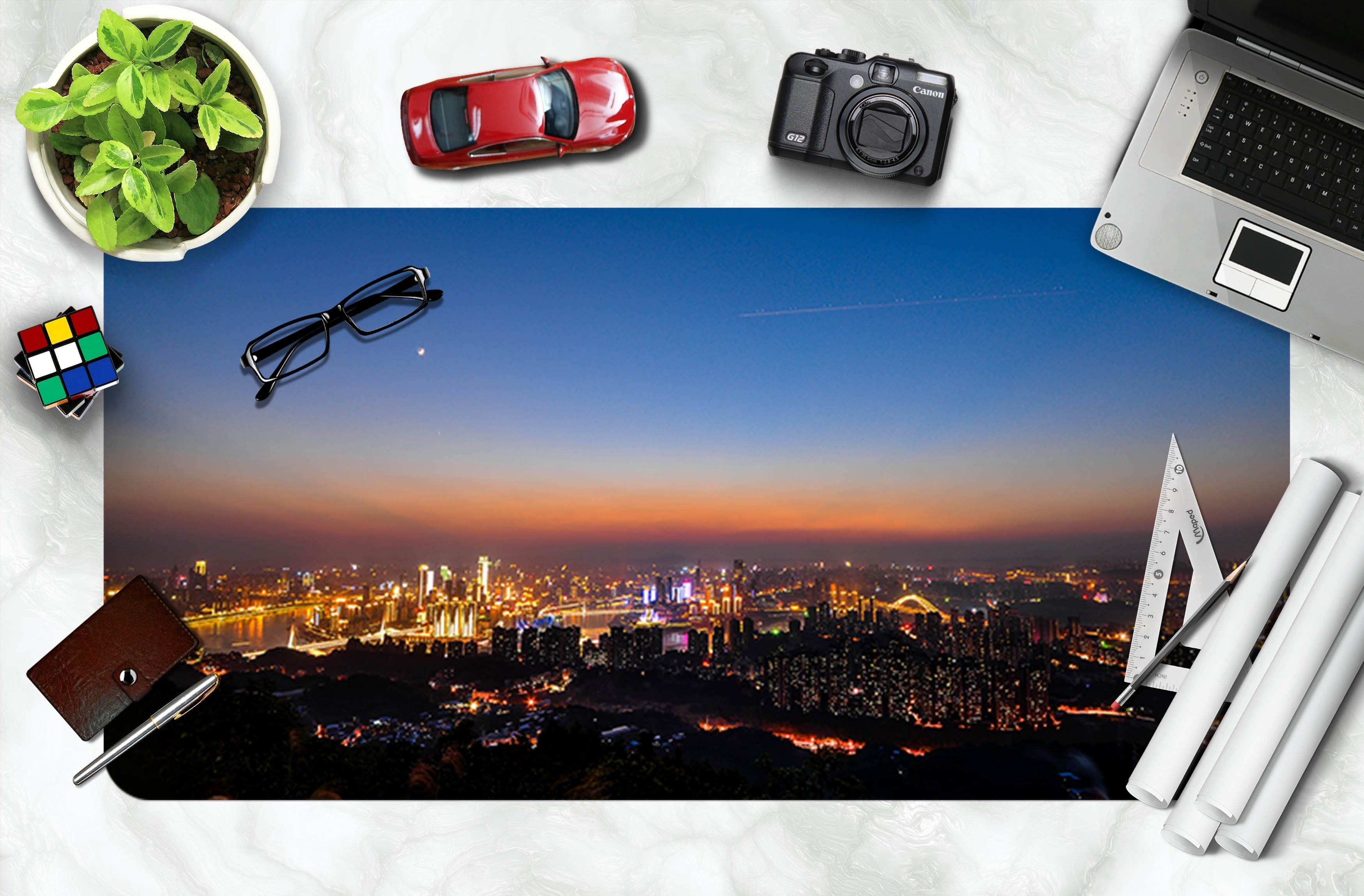 3D Moon City 072 Desk Mat Mat AJ Creativity Home