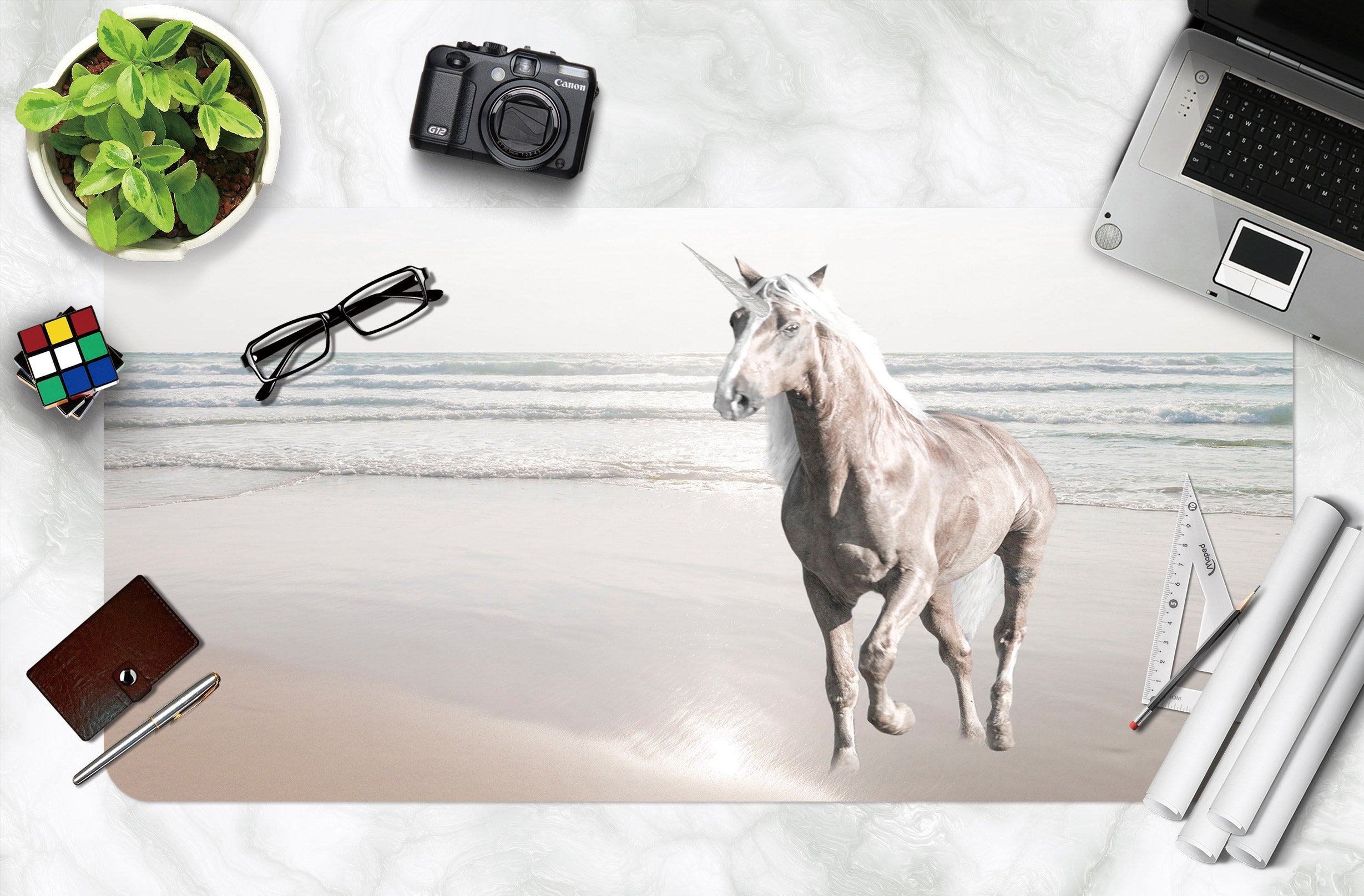 3D Beach Unicorn 1000 Assaf Frank Desk Mat