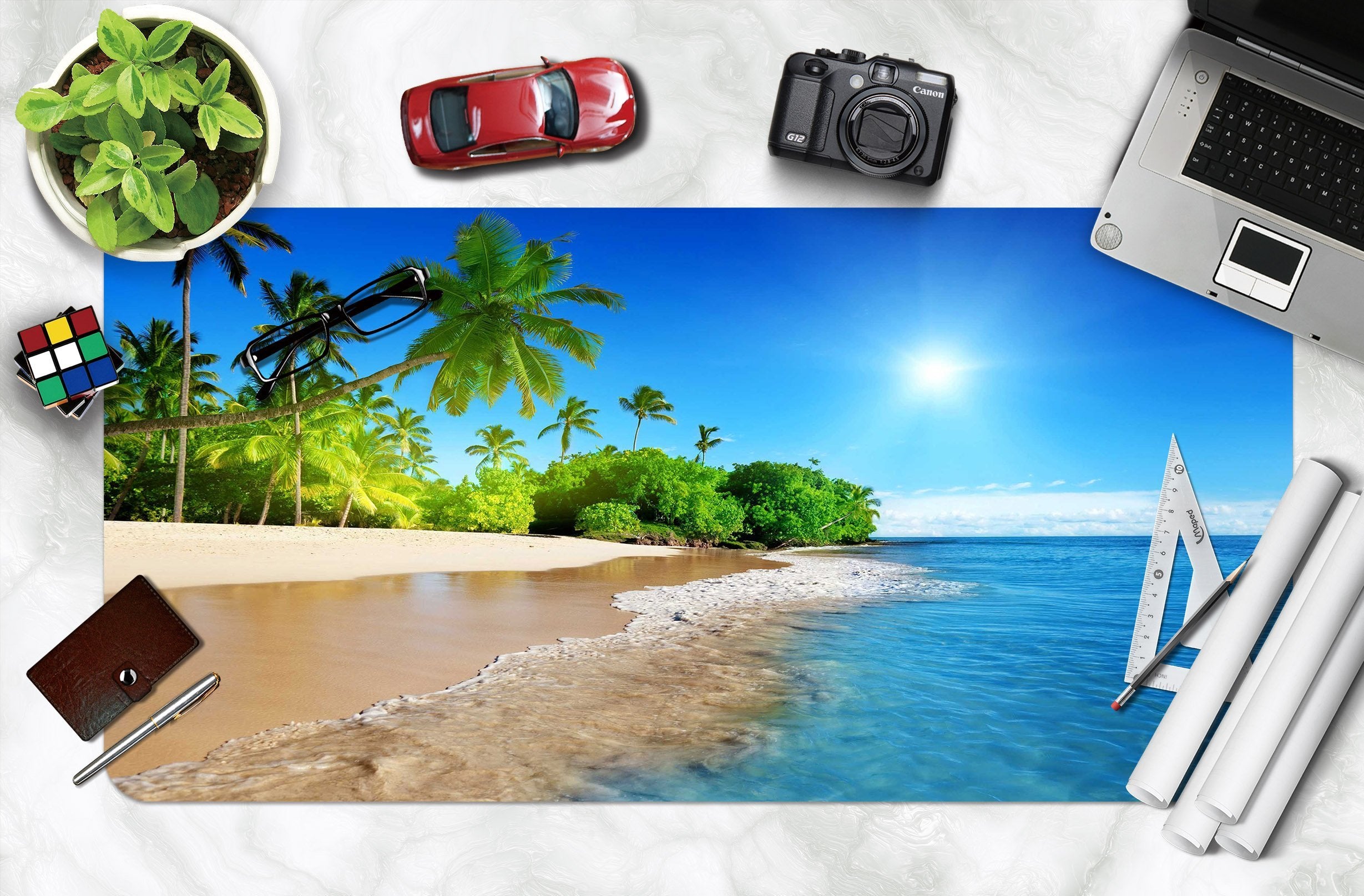 3D Seaside Beach 036 Desk Mat Mat AJ Creativity Home