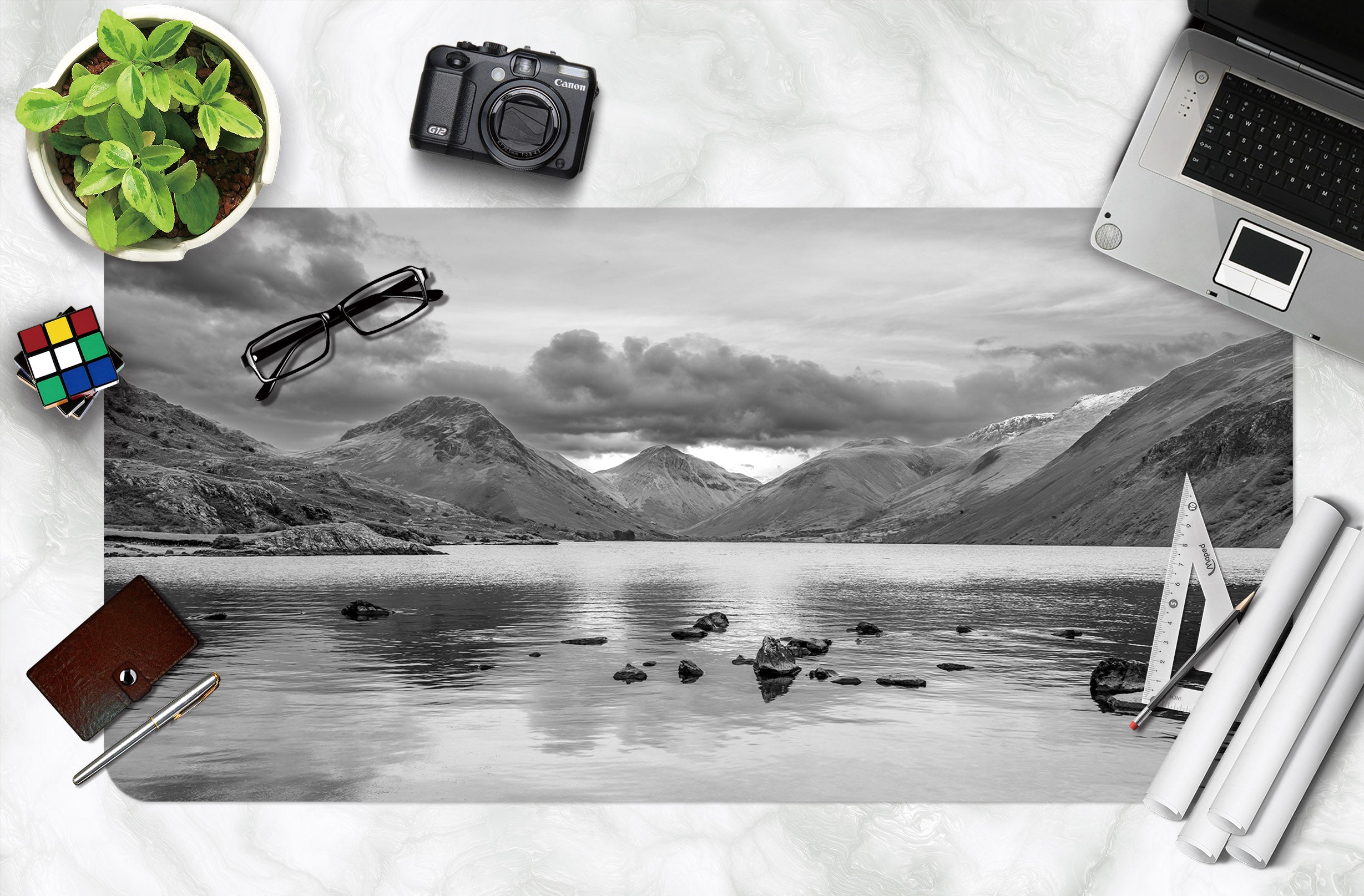 3D Mountain Lake 7764 Assaf Frank Desk Mat