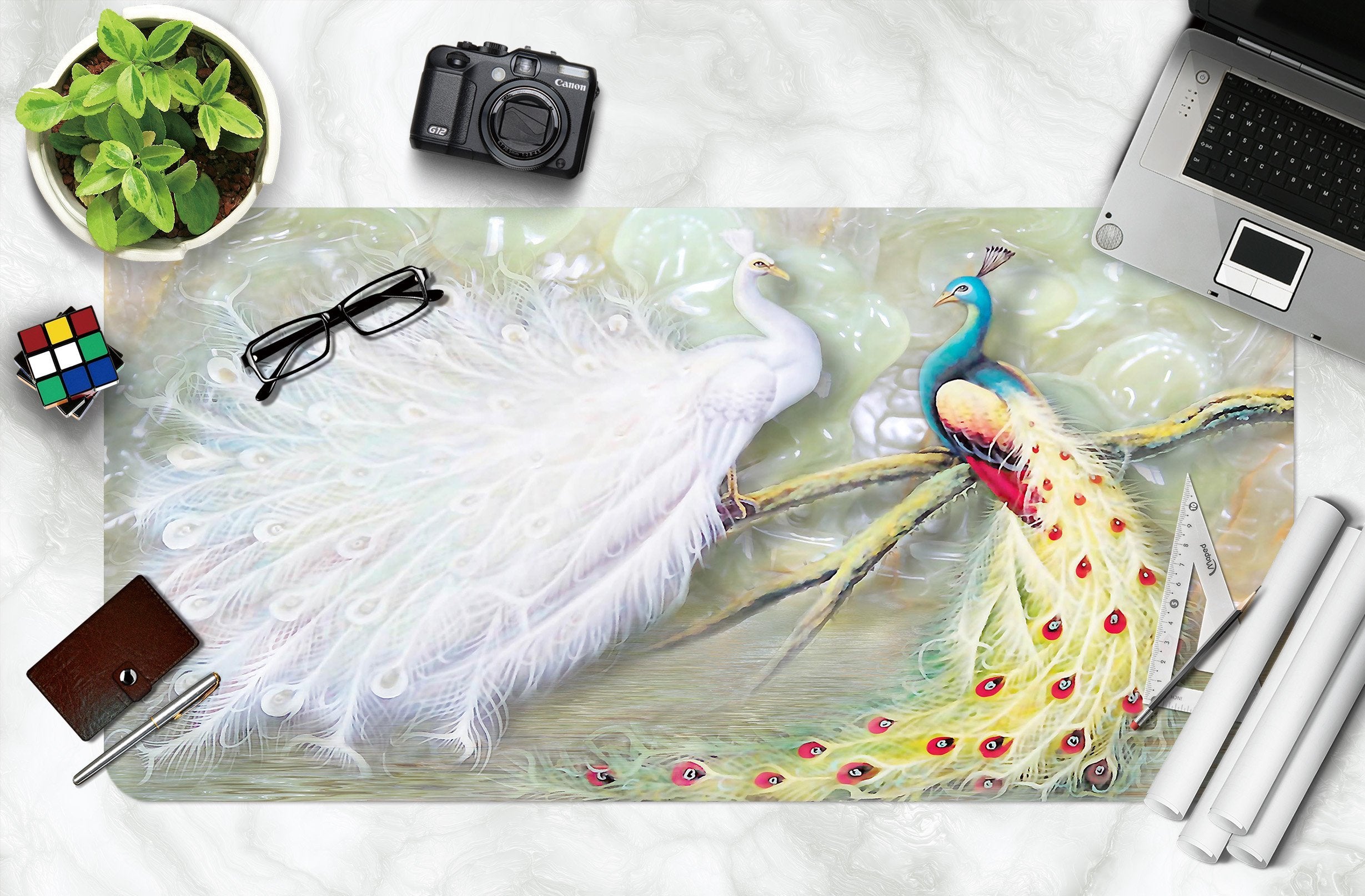 3D Highly Peacock 004 Desk Mat Mat AJ Creativity Home