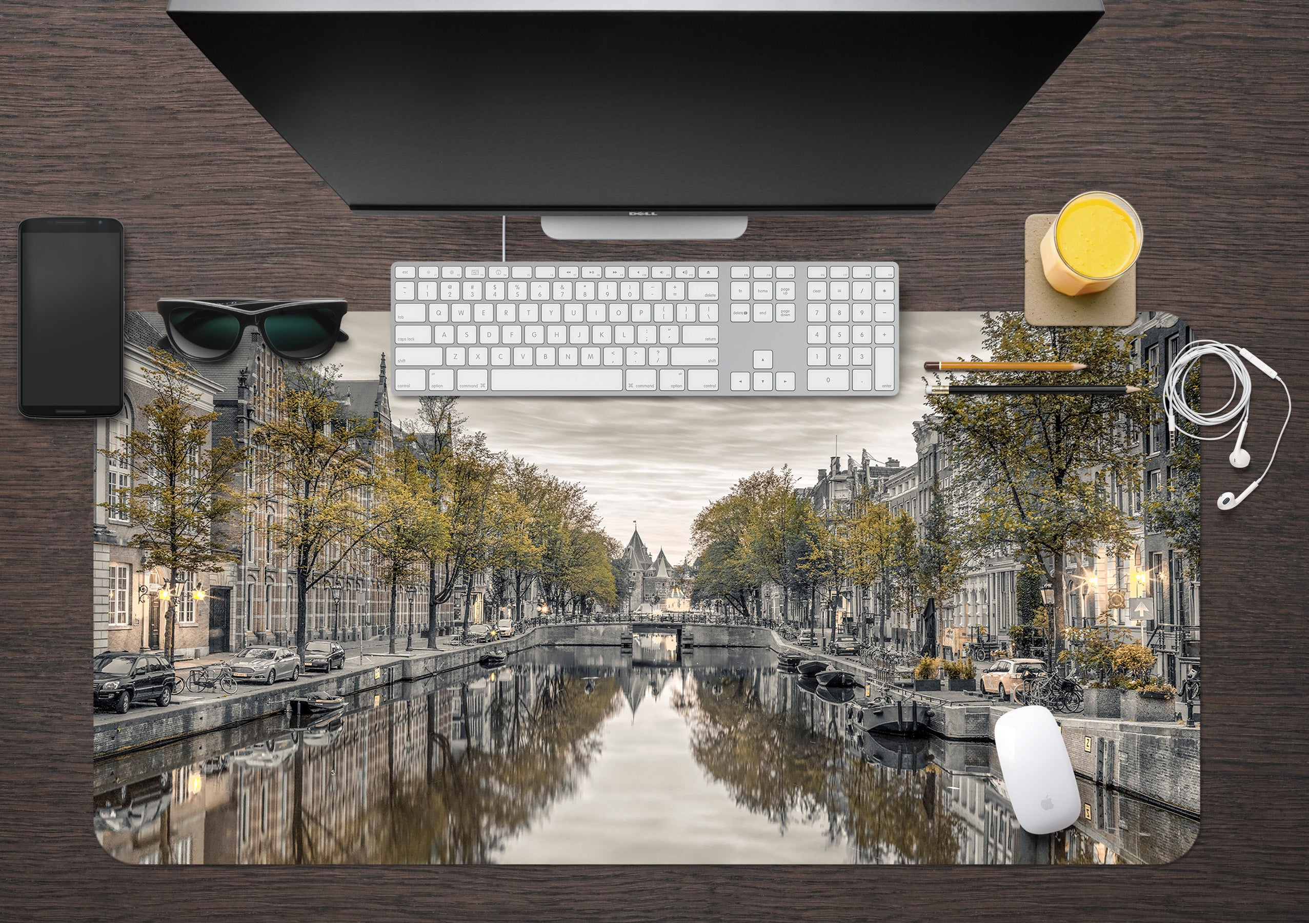 3D Small Town River 7758 Assaf Frank Desk Mat