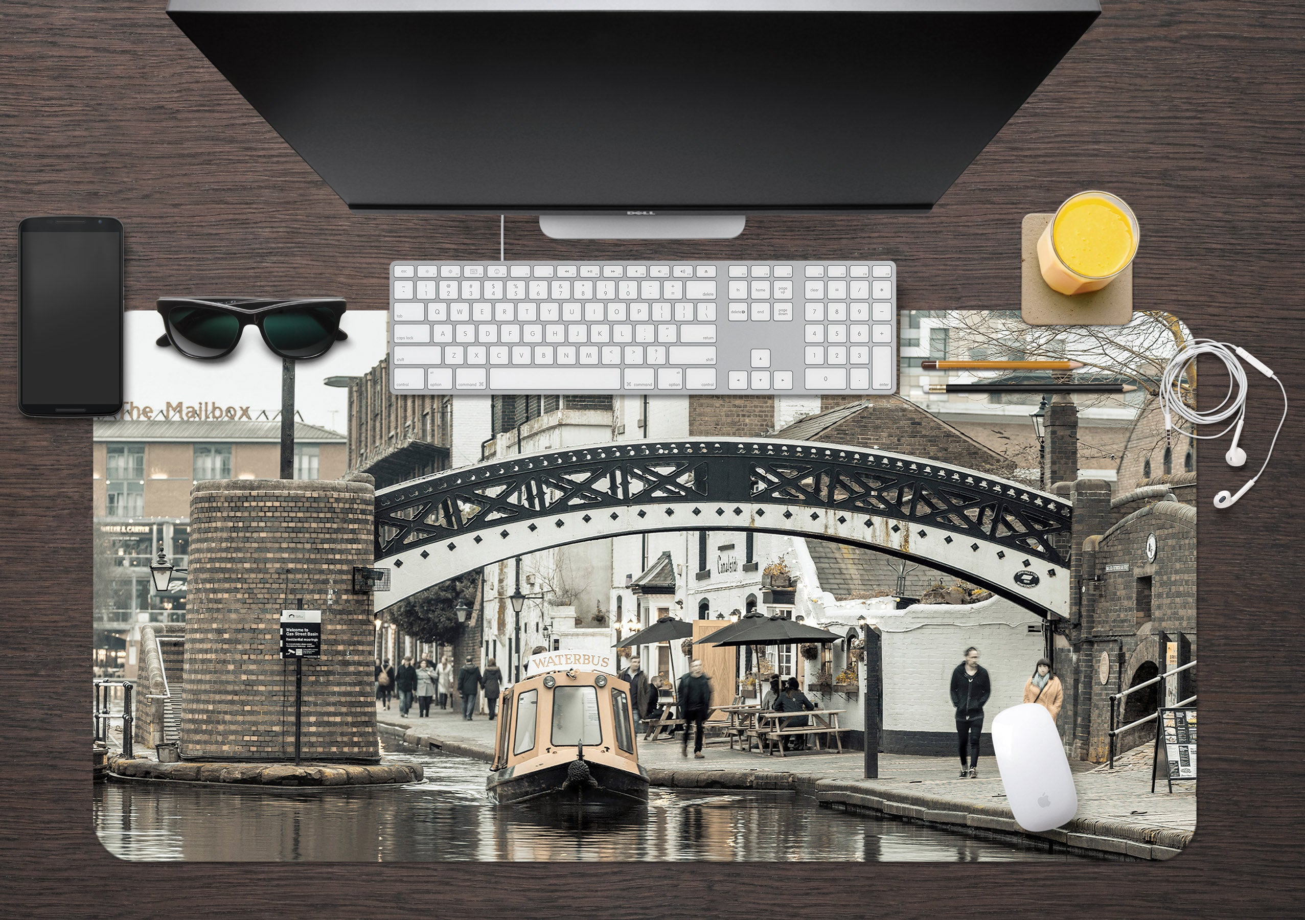 3D Small Town Bridge 7736 Assaf Frank Desk Mat