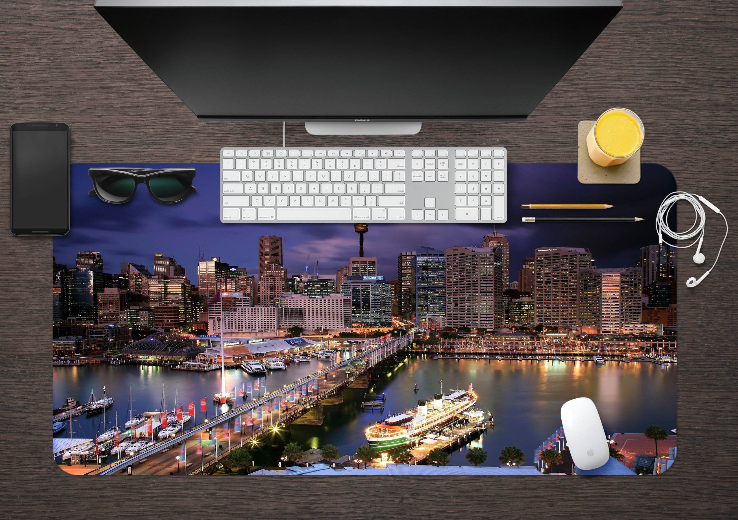 3D Night View 021 Desk Mat Mat AJ Creativity Home