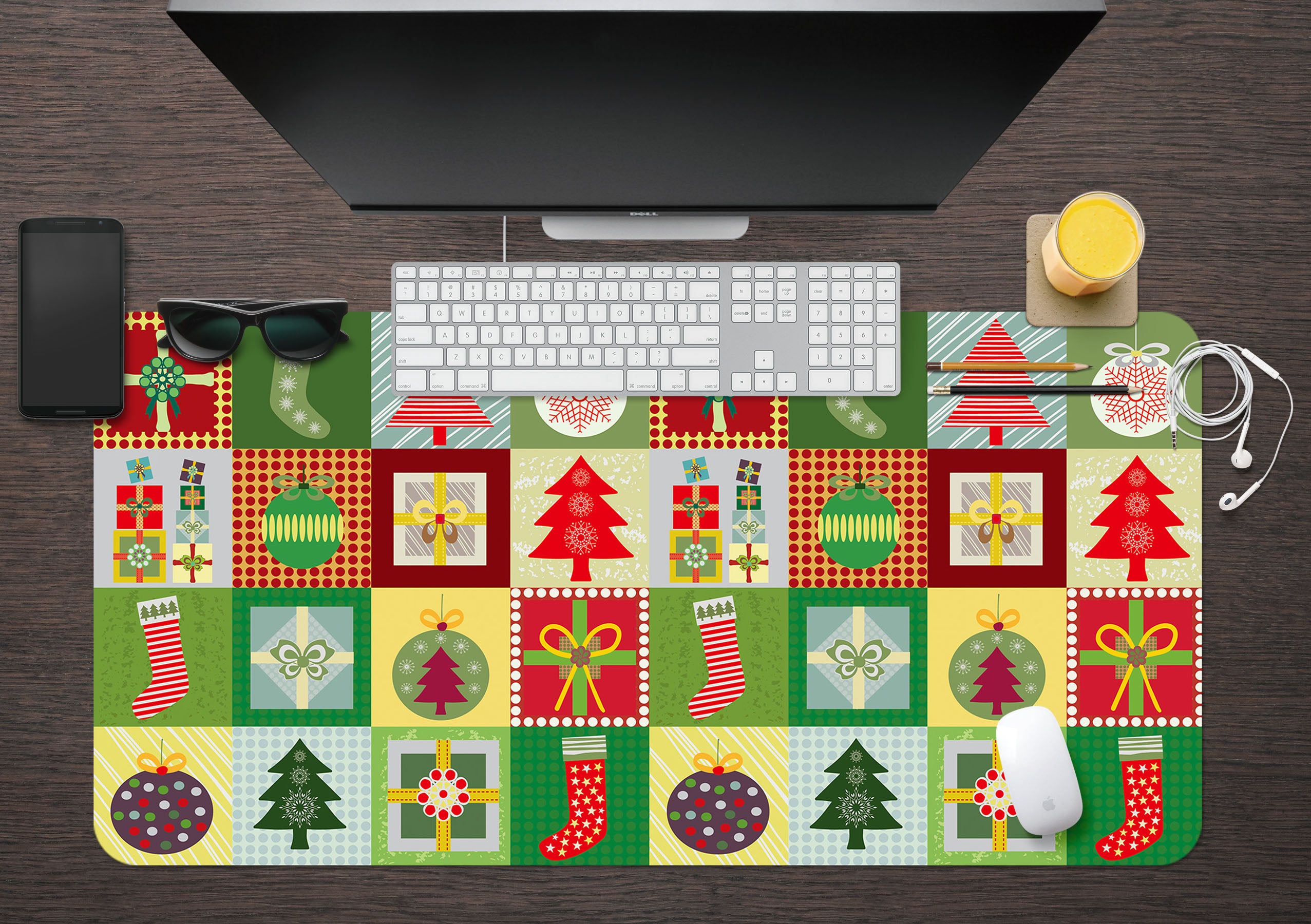 3D Colorful Square Tree Socks 53225 Christmas Desk Mat Xmas