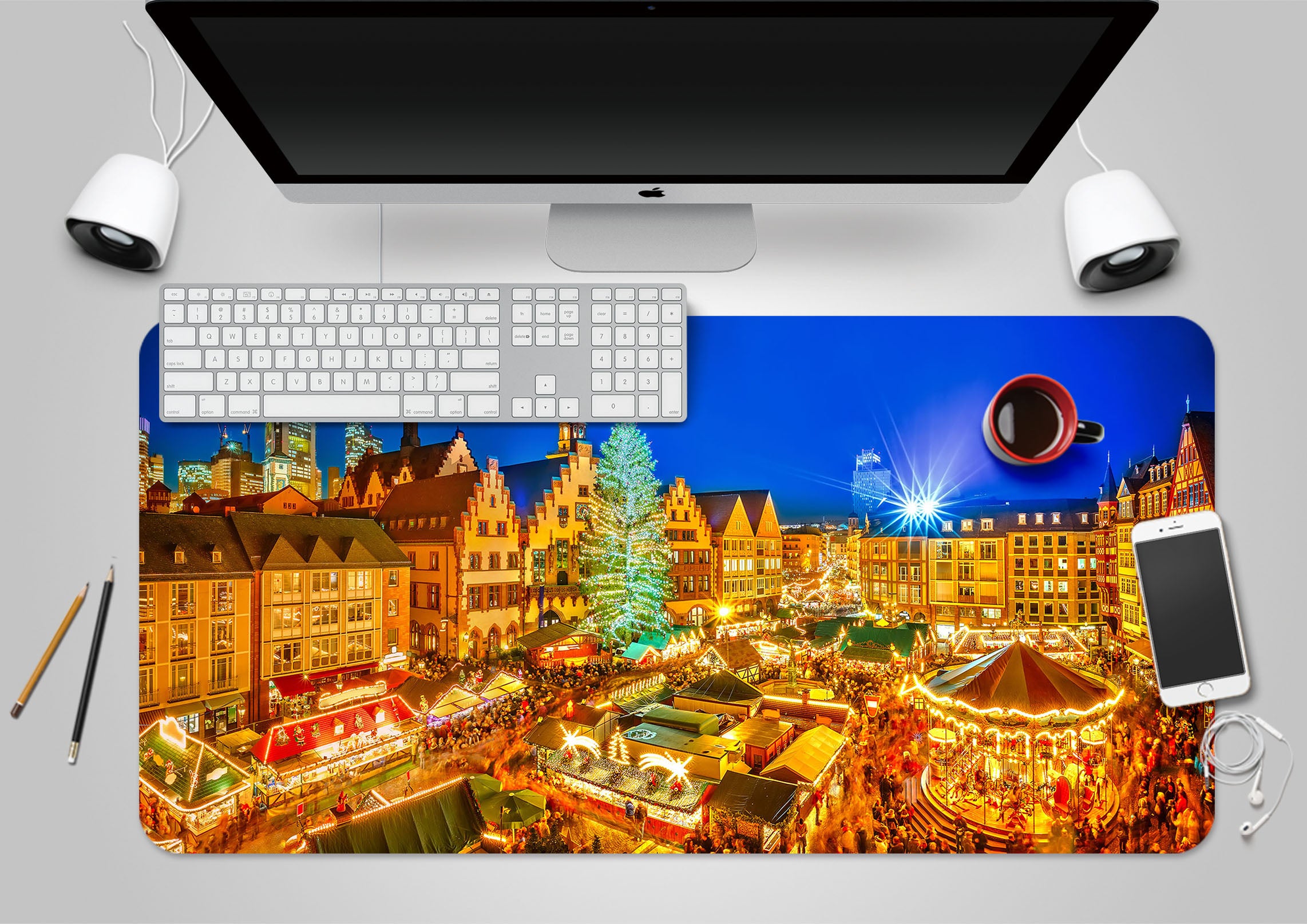 3D Golden House Lights 53186 Christmas Desk Mat Xmas