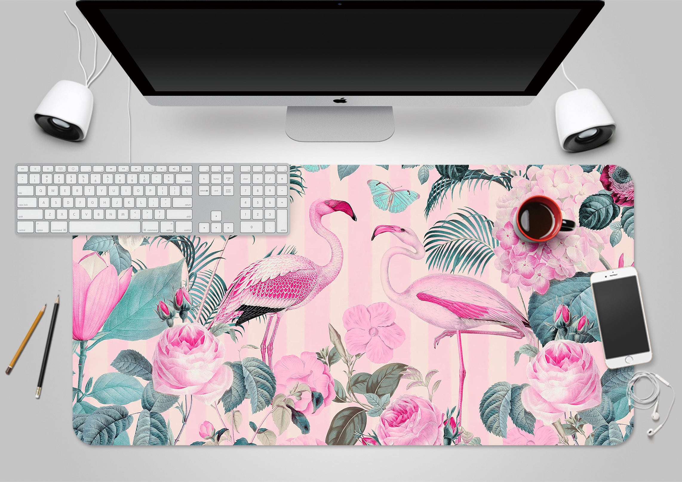 3D Pink Flamingo 997 Andrea Haase Desk Mat
