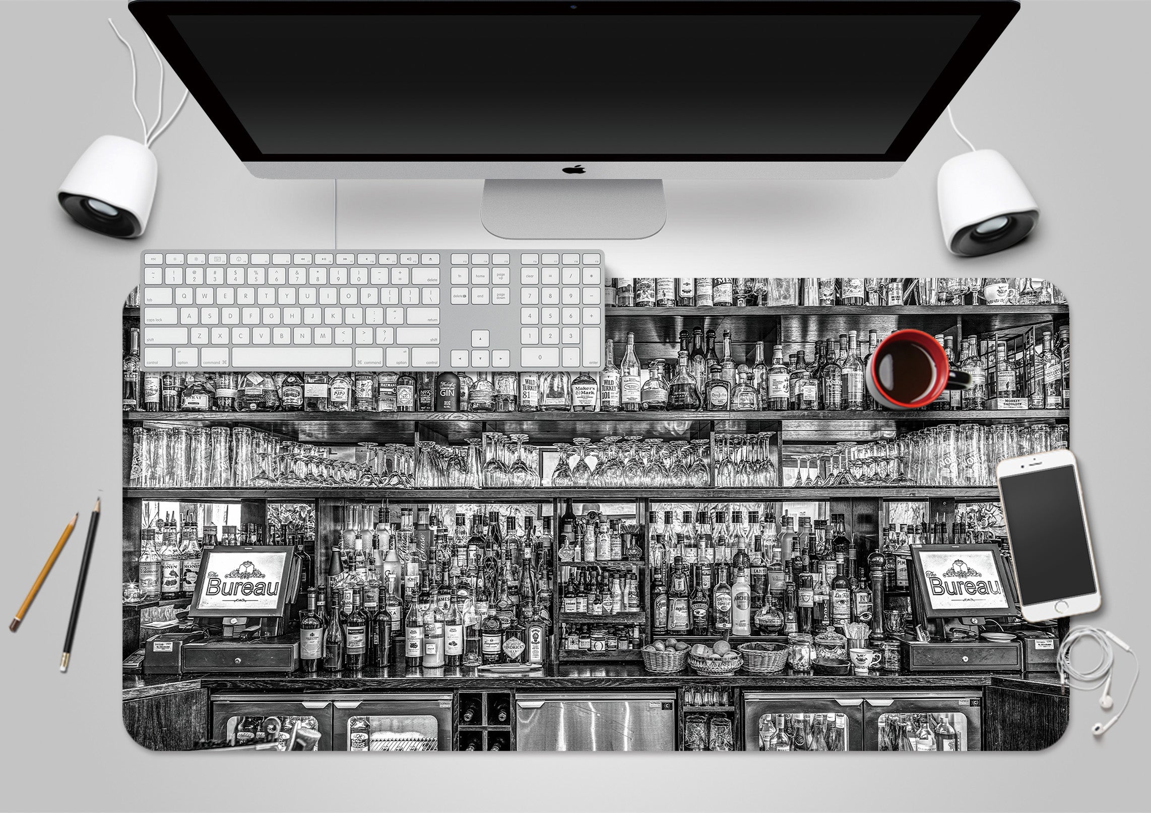 3D Red Wine Shelf 7738 Assaf Frank Desk Mat