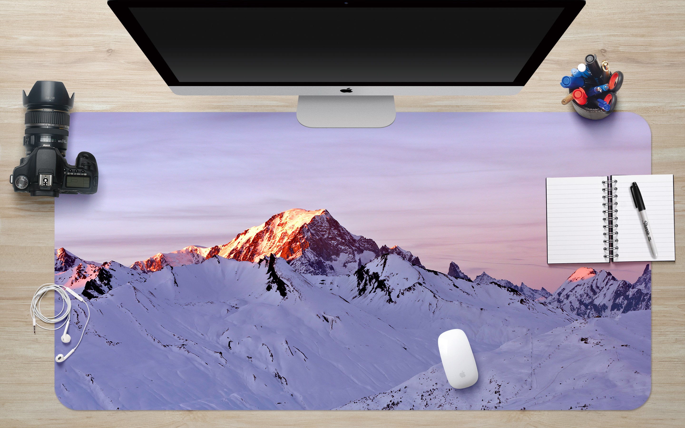 3D Snow Mountain Sunset 7702 Assaf Frank Desk Mat