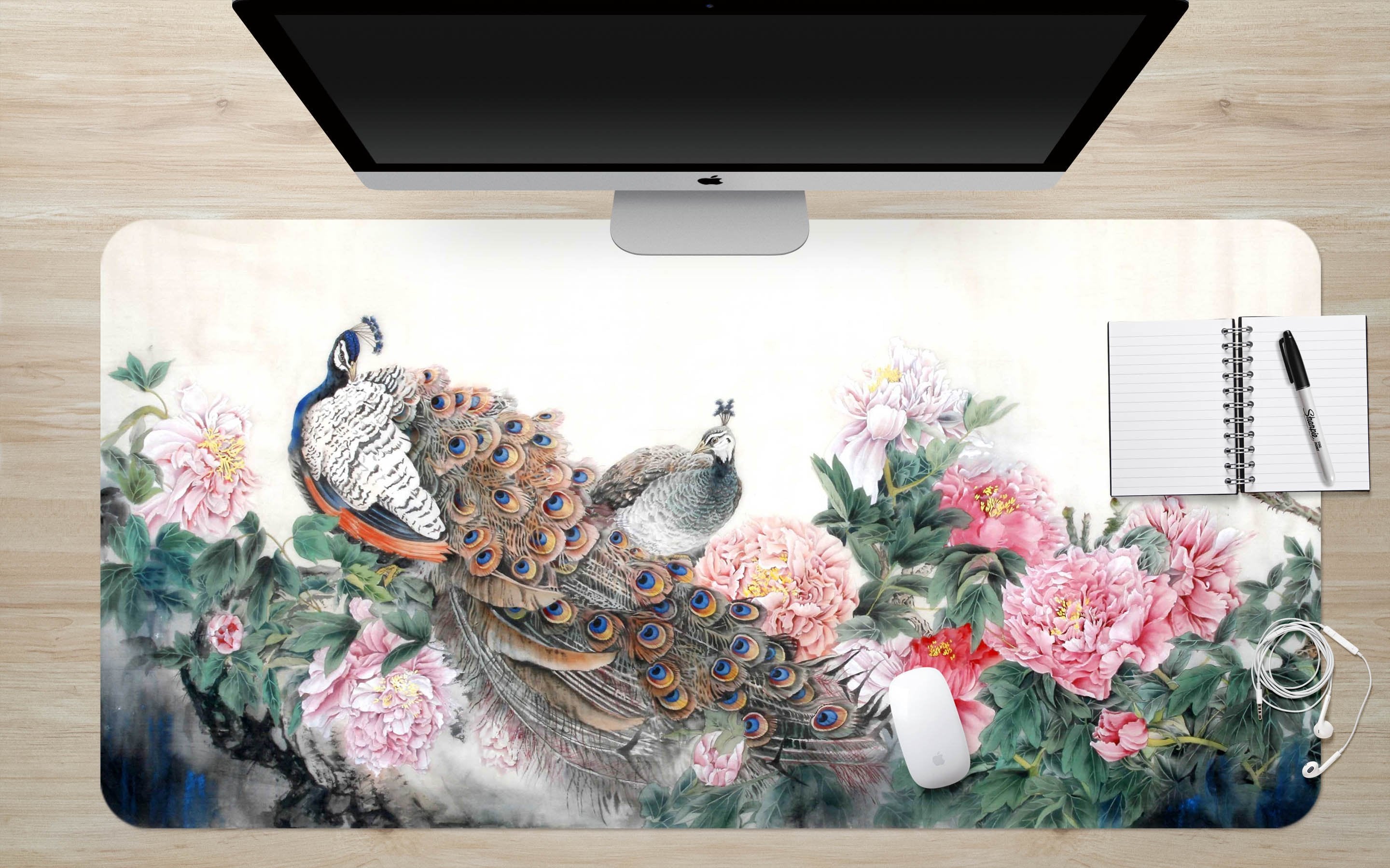 3D Beautiful Peacock 105 Desk Mat Mat AJ Creativity Home