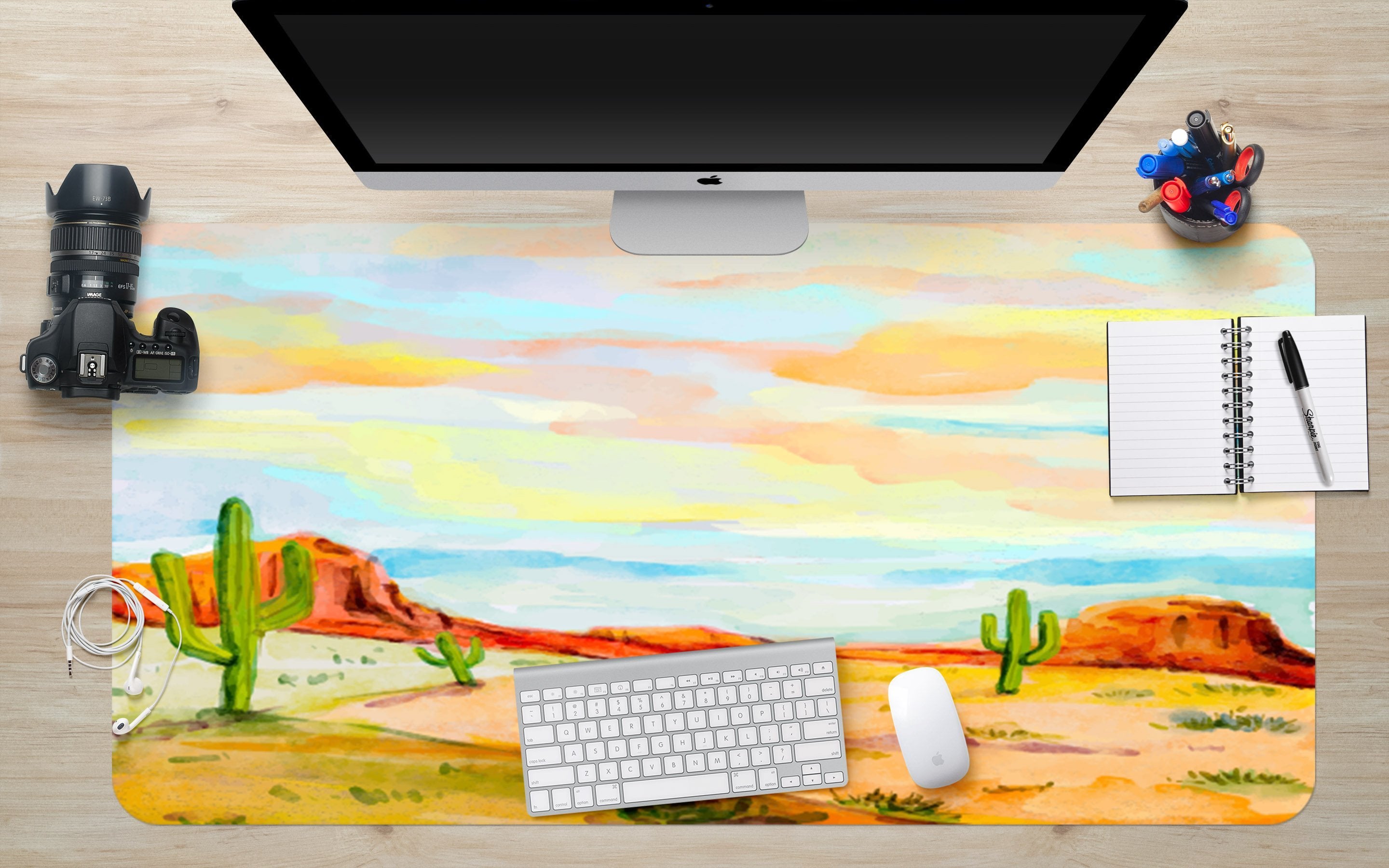 3D Desert Cactus 082 Desk Mat Mat AJ Creativity Home