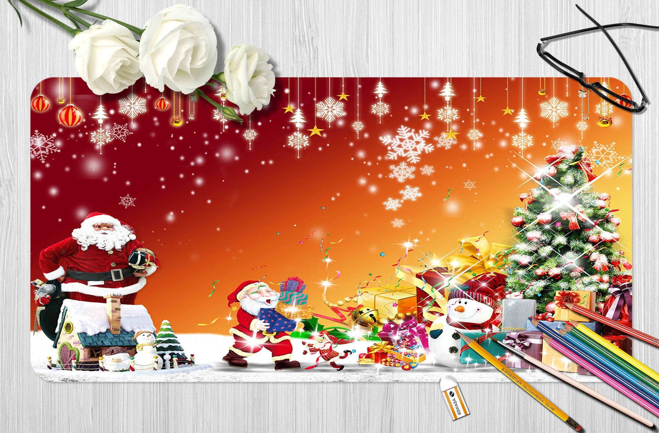 3D Snowflake Ornaments 014 Desk Mat Mat AJ Creativity Home