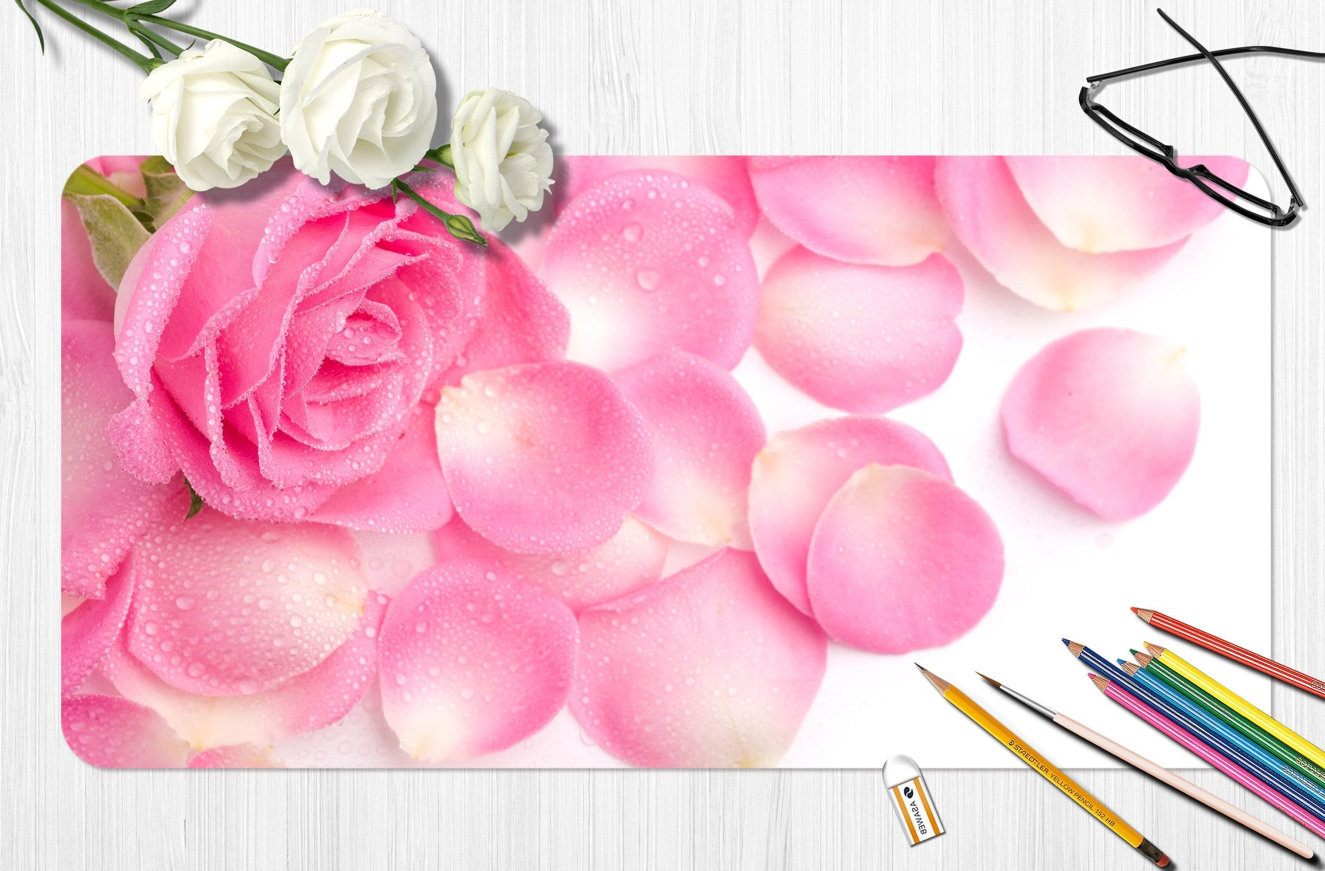 3D Pink Rose Petals 031 Desk Mat Mat AJ Creativity Home