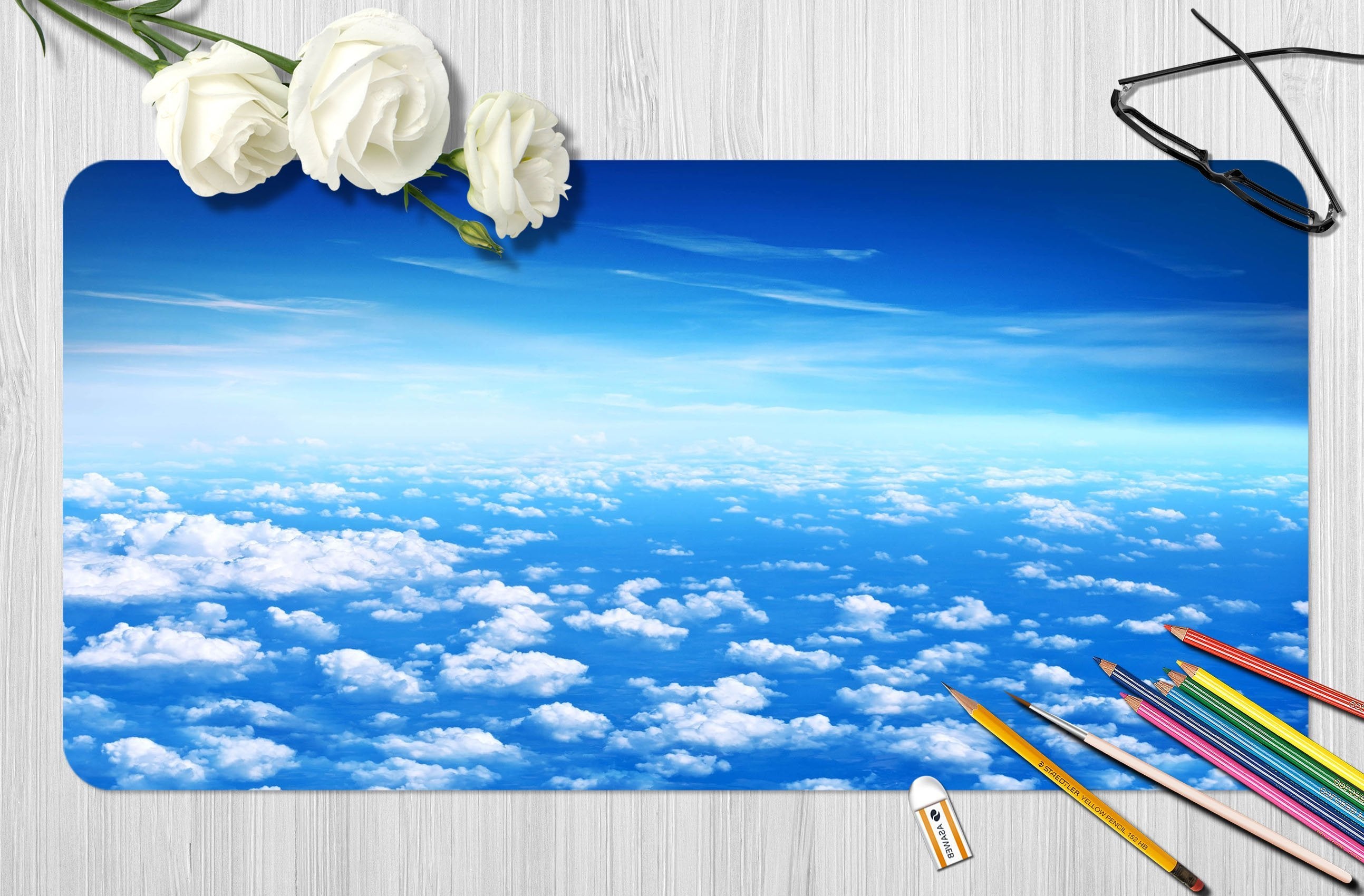 3D Sky Cloud 067 Desk Mat Mat AJ Creativity Home