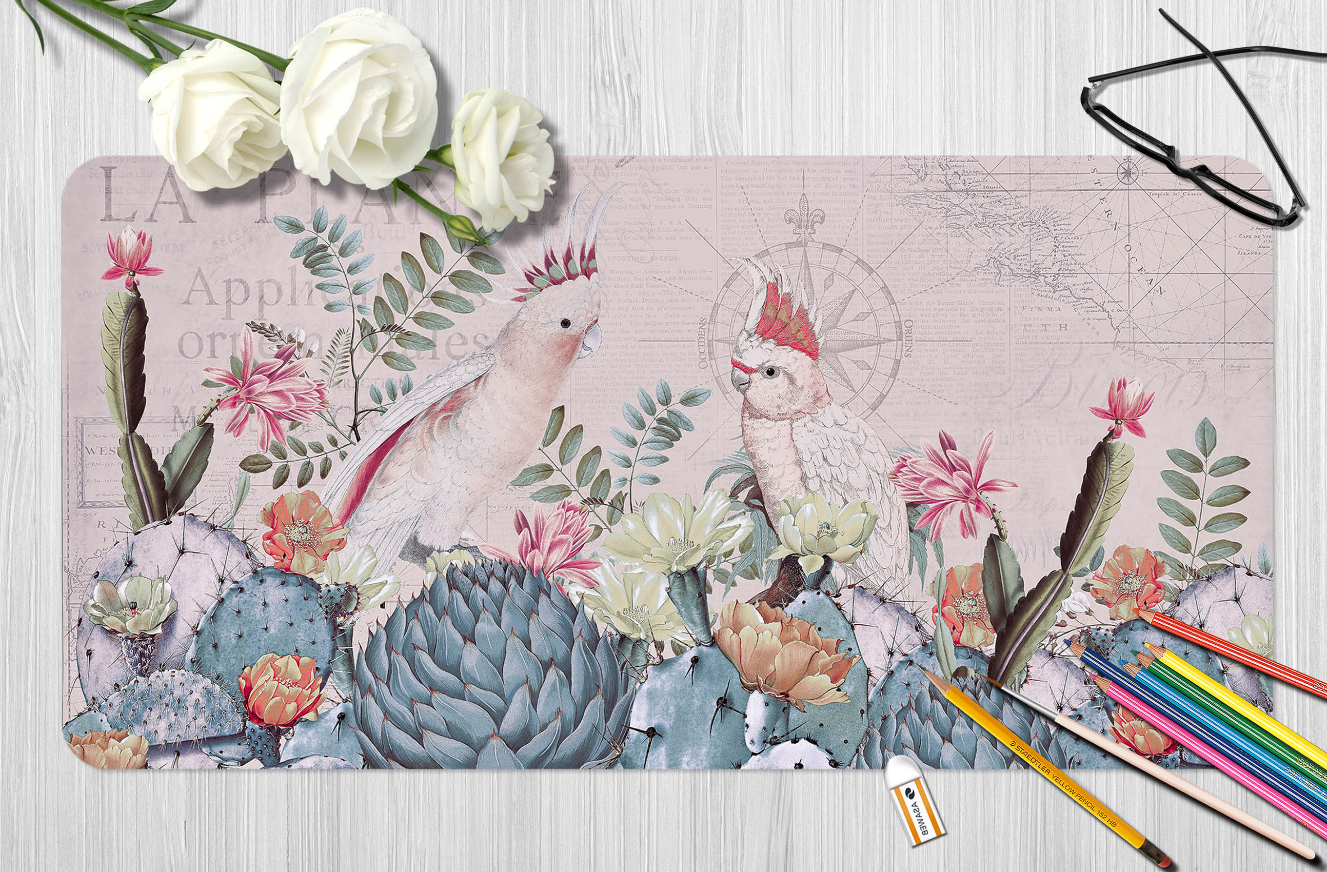 3D Parrot Cactus 992 Andrea Haase Desk Mat