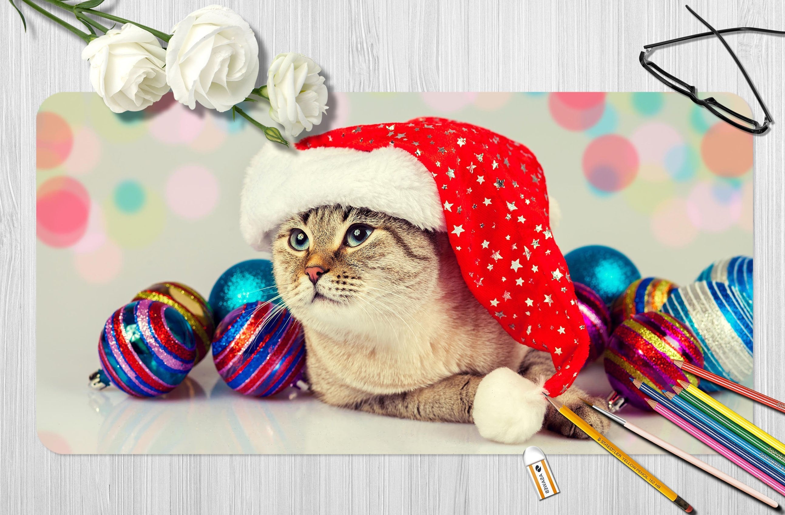 3D Cat Hat 106 Desk Mat Mat AJ Creativity Home