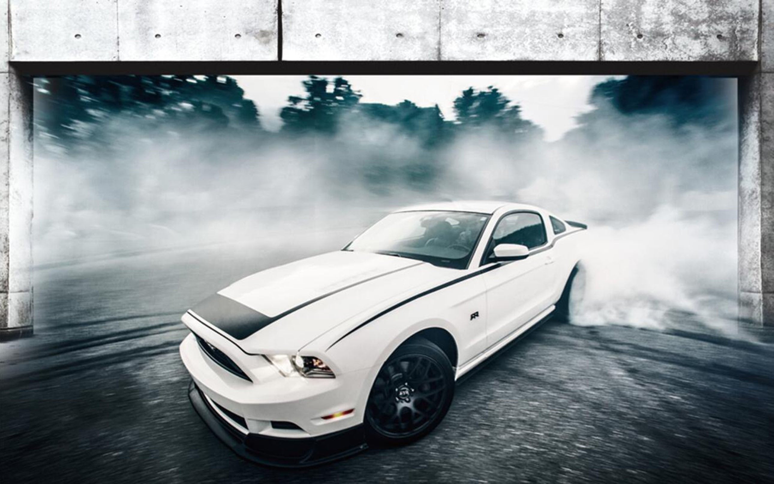 3D White Sports Car 360 Garage Door Mural Wallpaper AJ Wallpaper