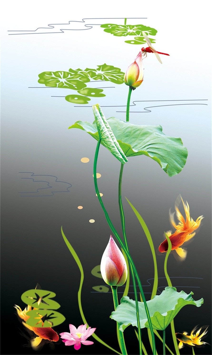 3D Fresh Lotus Flowers 4 Stair Risers Wallpaper AJ Wallpaper