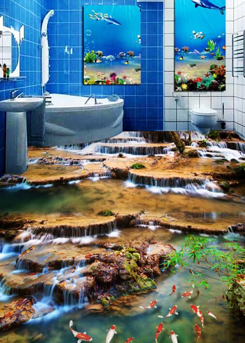 3D River And Lakes Floor Mural Wallpaper AJ Wallpaper 2