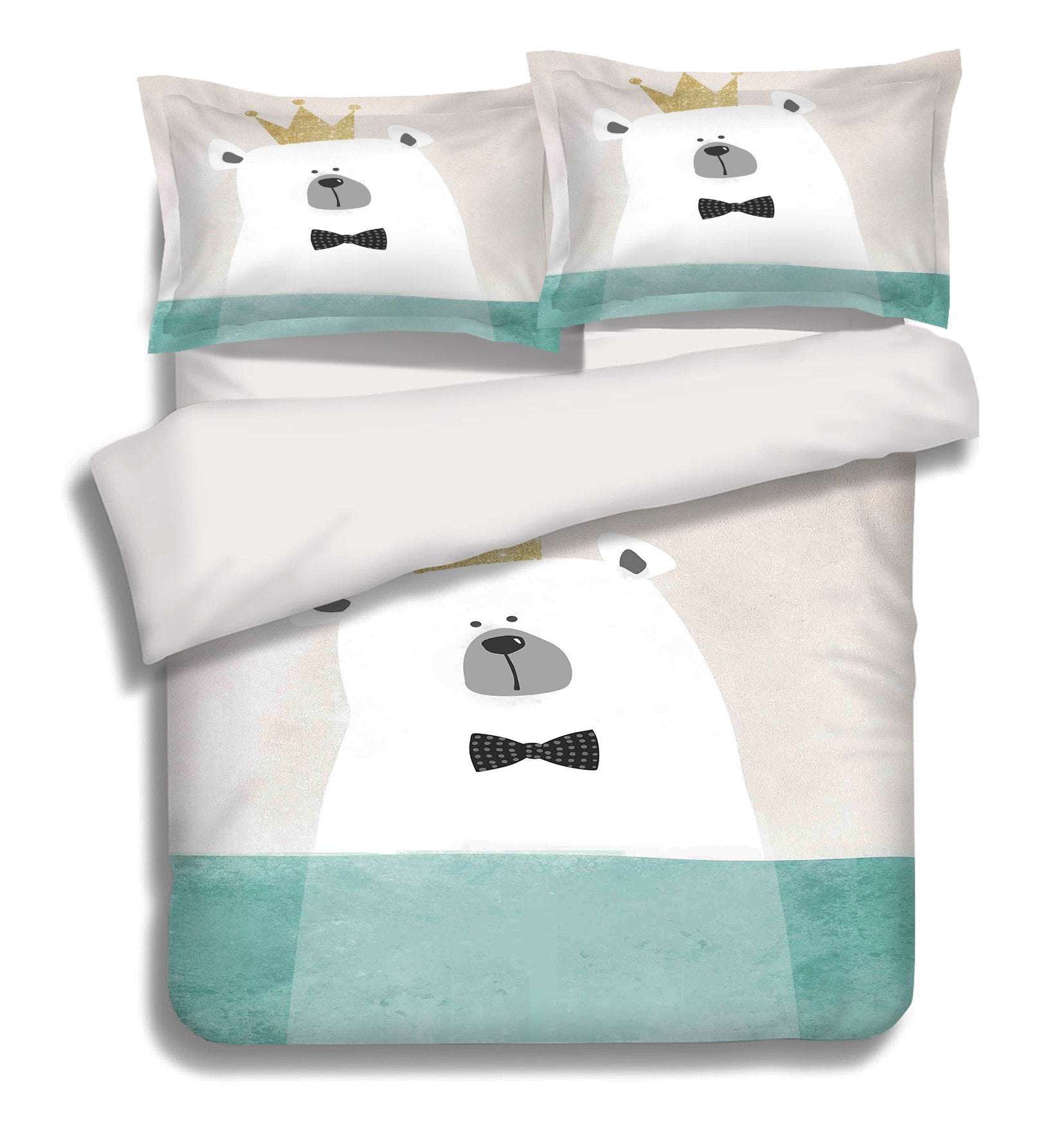 3D White Bear Crown 154 Bed Pillowcases Quilt Wallpaper AJ Wallpaper