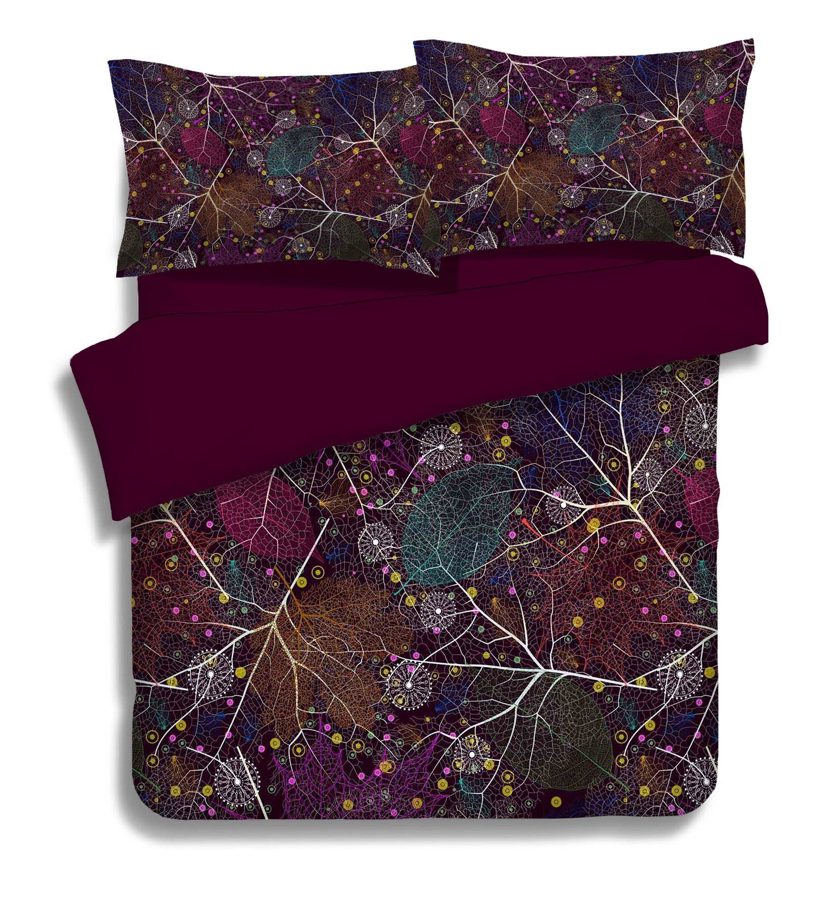 3D Colorful Leaves Pattern 328 Bed Pillowcases Quilt Wallpaper AJ Wallpaper