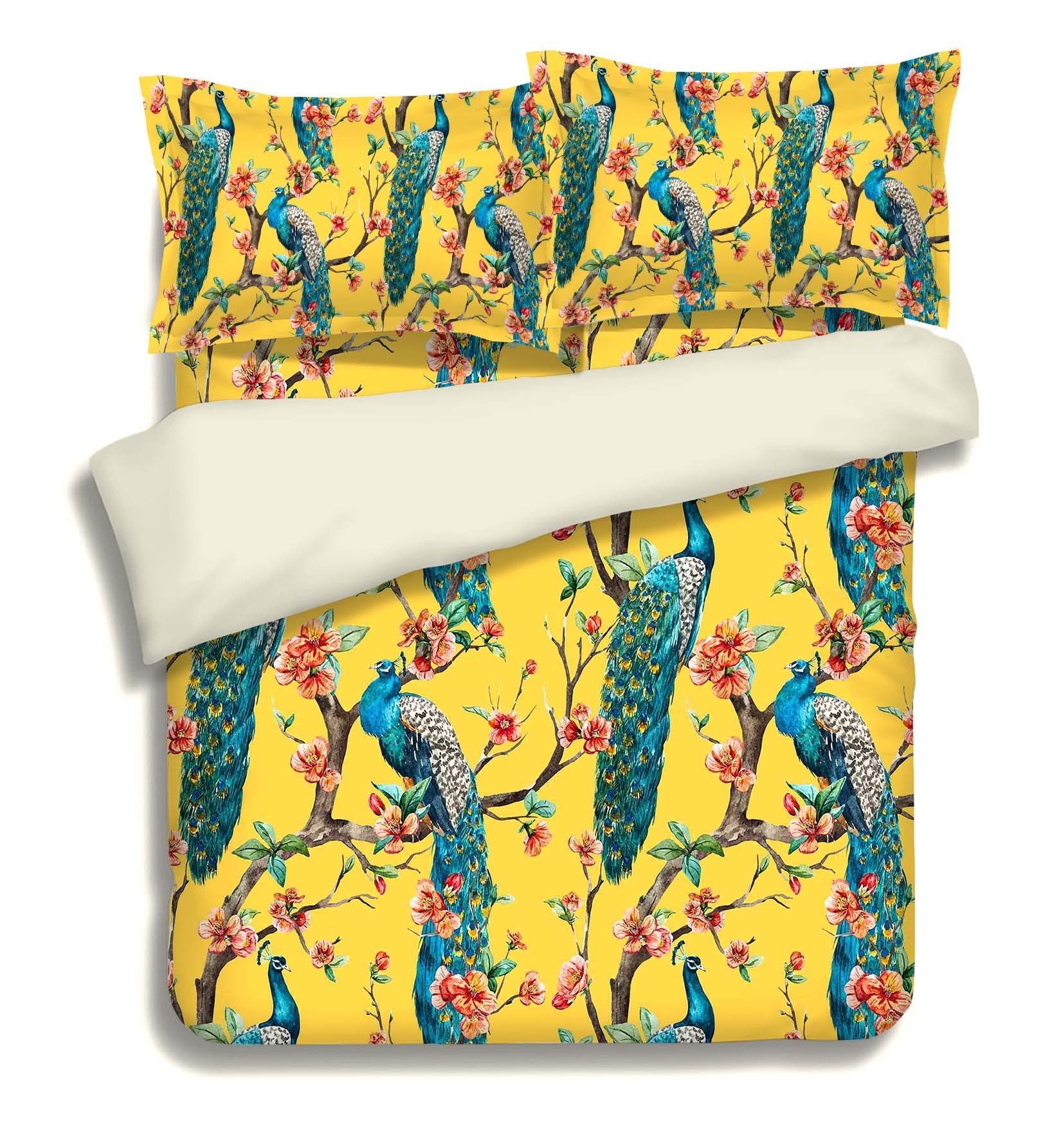 3D Flowers Trees Peacocks 46 Bed Pillowcases Quilt Wallpaper AJ Wallpaper