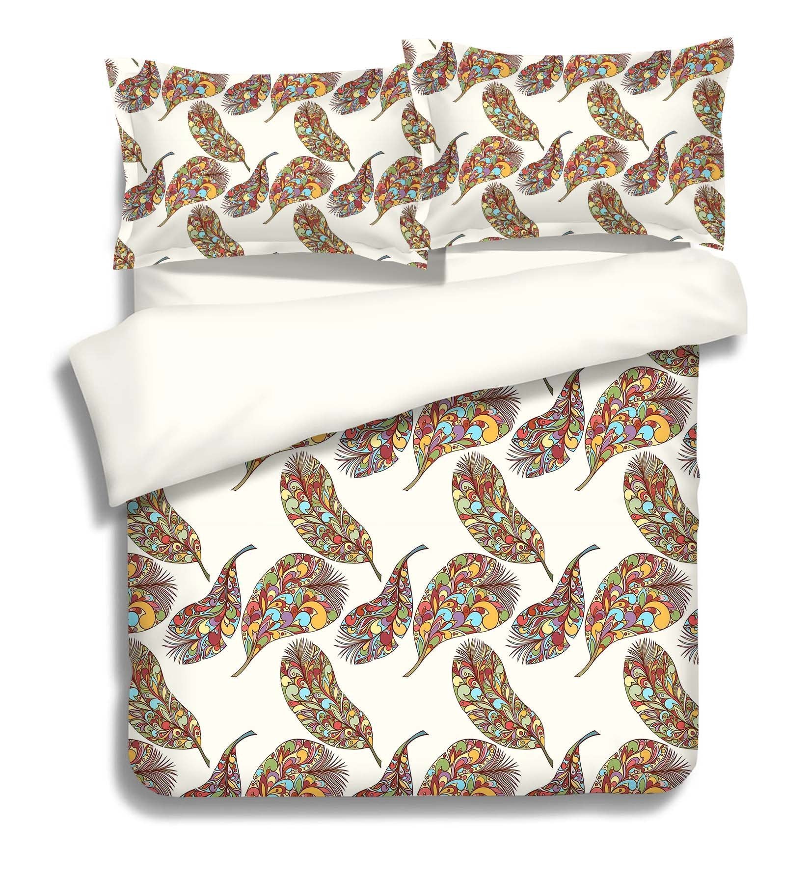 3D Feathers Pattern 172 Bed Pillowcases Quilt Wallpaper AJ Wallpaper