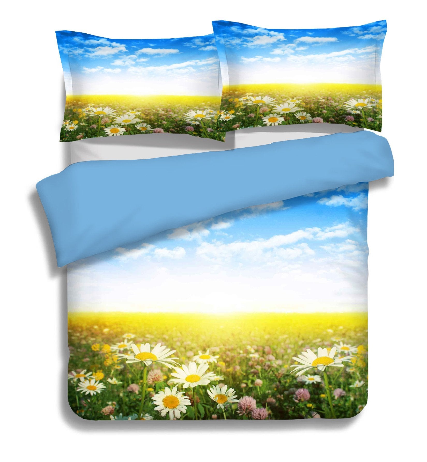 3D Flower Field Sky 081 Bed Pillowcases Quilt Wallpaper AJ Wallpaper