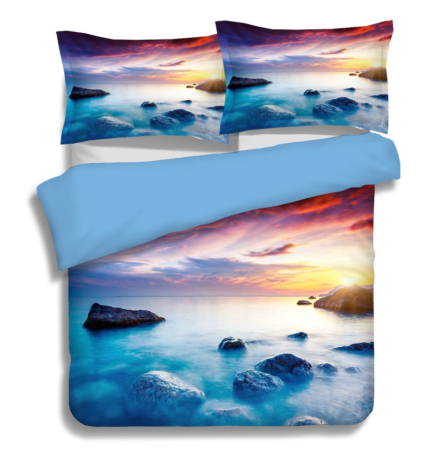 3D Sunset Stones 032 Bed Pillowcases Quilt Wallpaper AJ Wallpaper