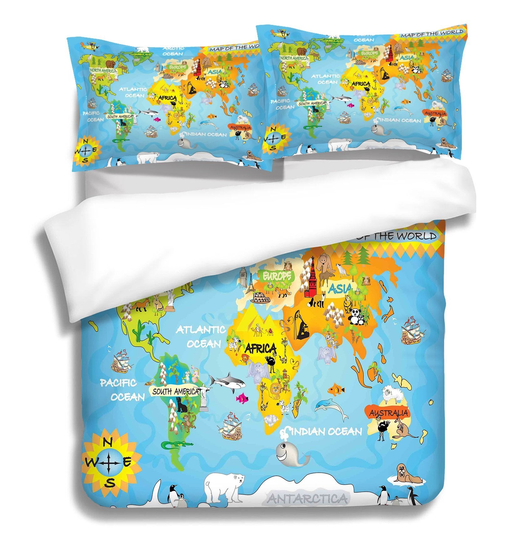 3D Cartoon Map 241 Bed Pillowcases Quilt Wallpaper AJ Wallpaper