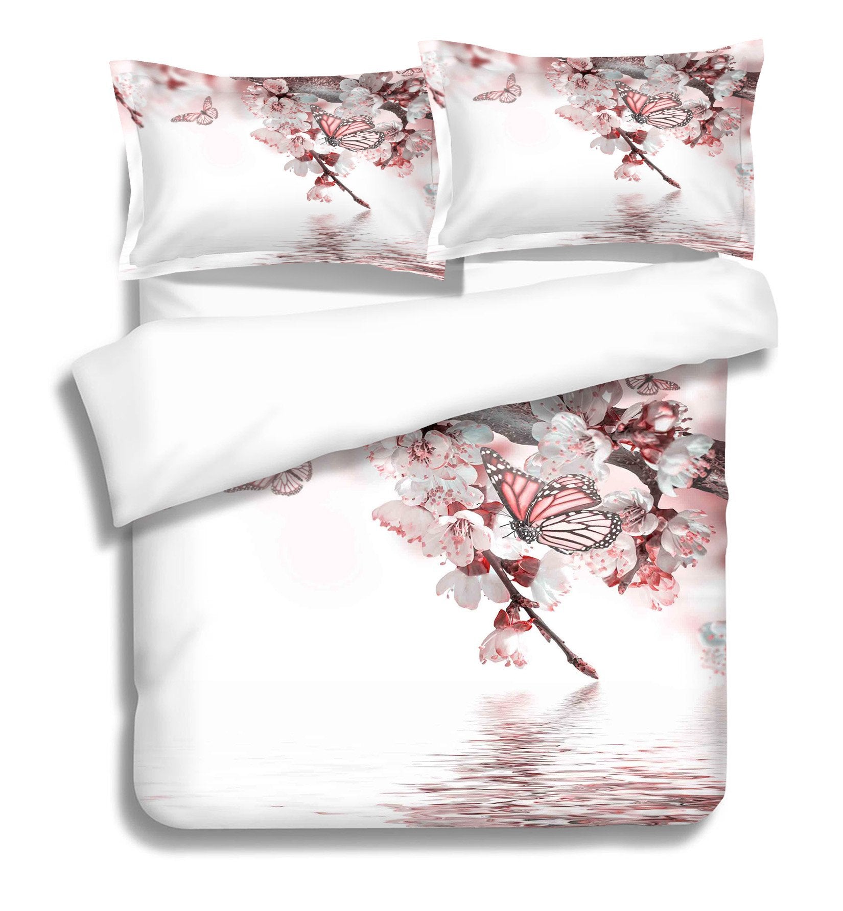 3D Peach Flowers Butterflies 346 Bed Pillowcases Quilt Wallpaper AJ Wallpaper
