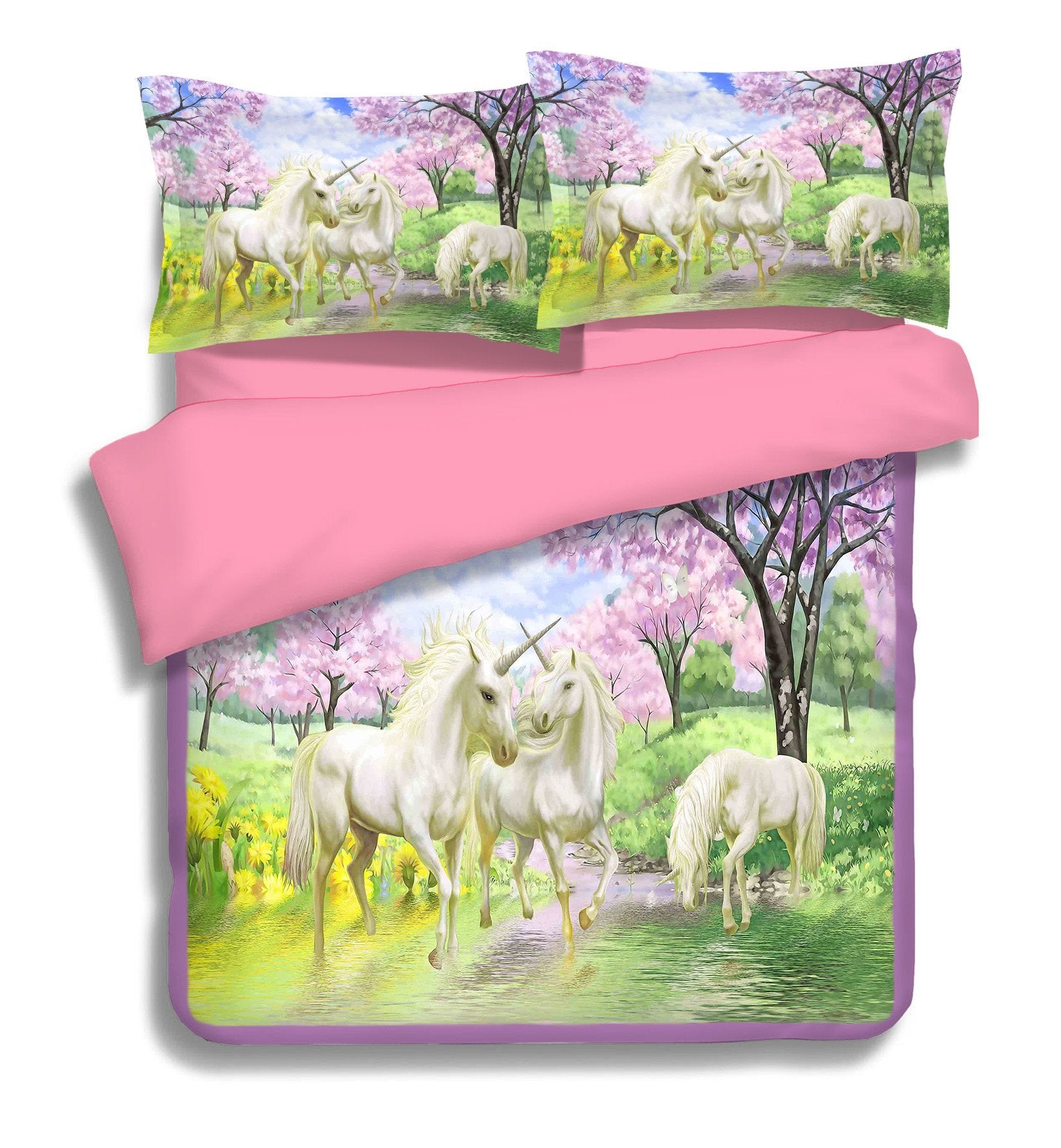 3D Unicorn Drinking Water 138 Bed Pillowcases Quilt Wallpaper AJ Wallpaper