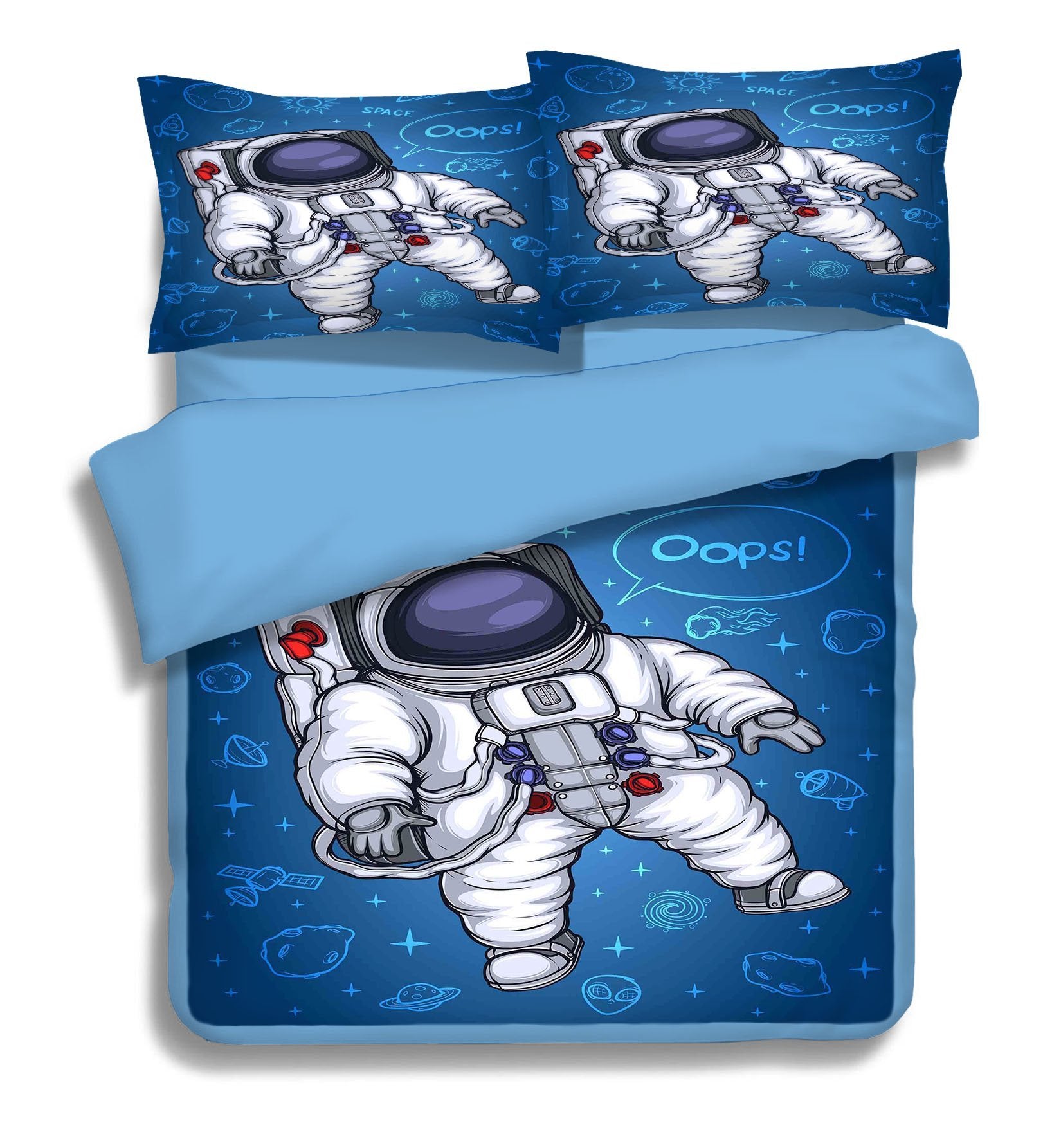 3D Astronaut Cartoon 005 Bed Pillowcases Quilt Wallpaper AJ Wallpaper