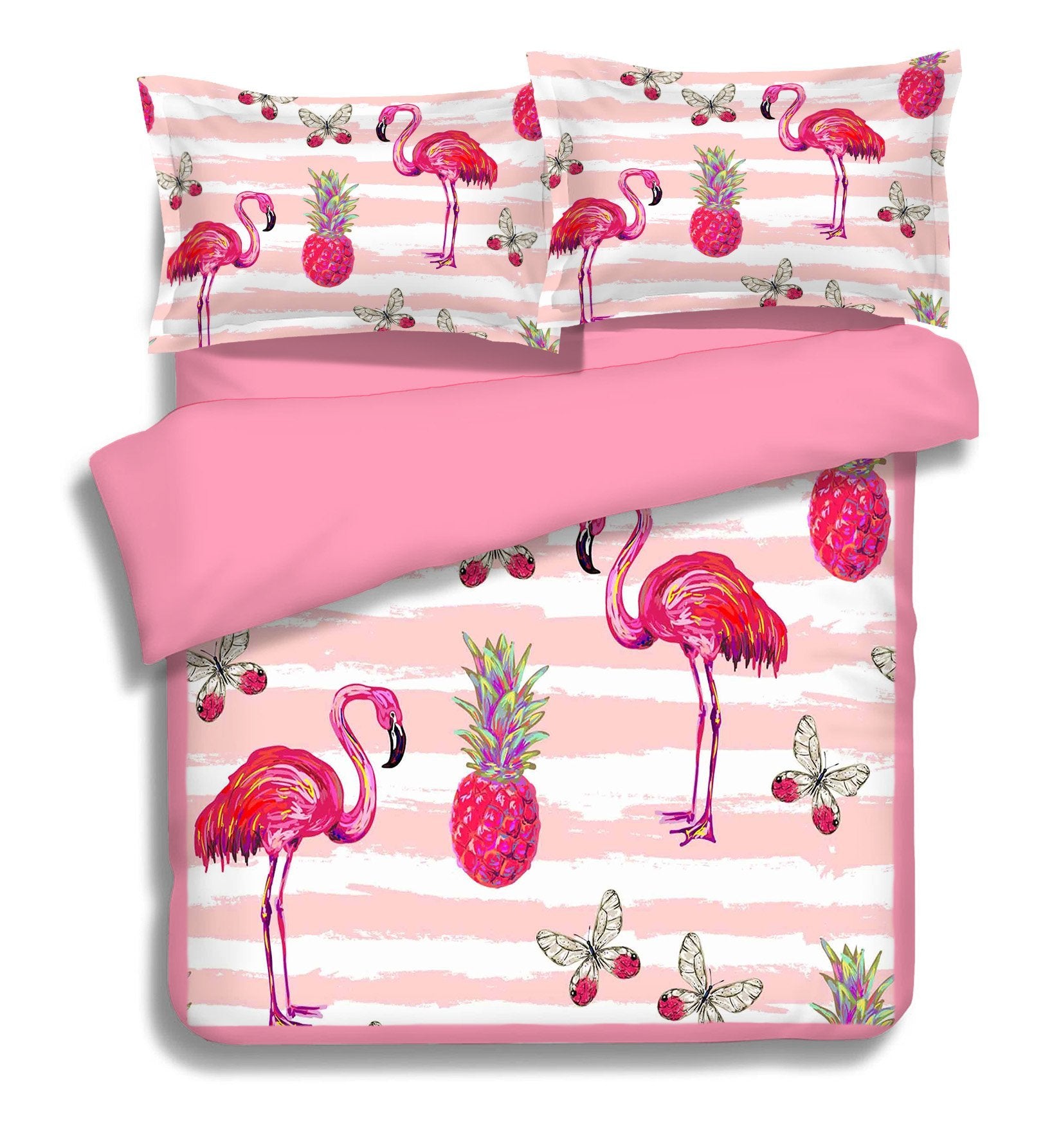 3D Butterfly Flamingo 038 Bed Pillowcases Quilt Wallpaper AJ Wallpaper