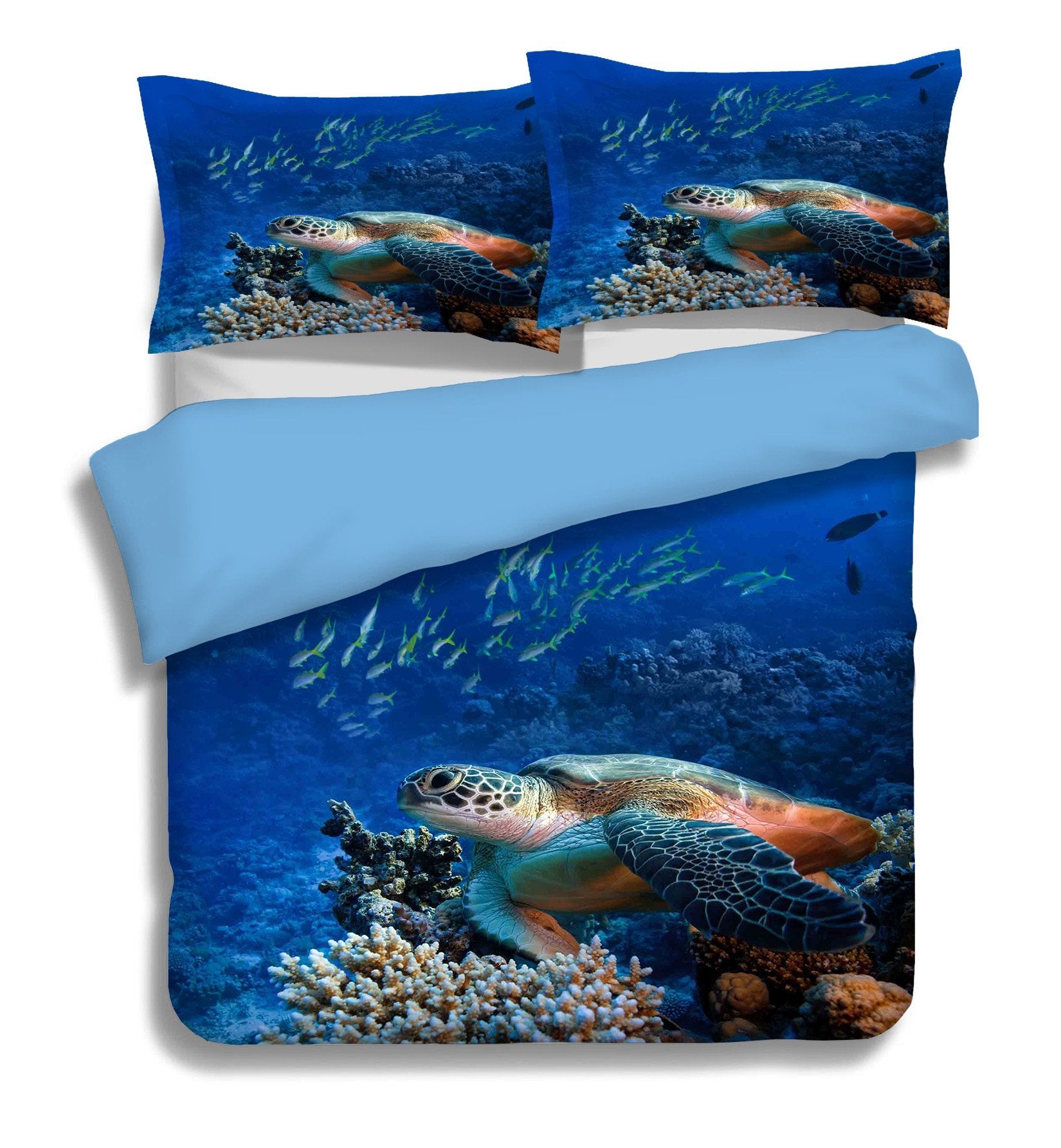 3D Turtle Fish 002 Bed Pillowcases Quilt Wallpaper AJ Wallpaper