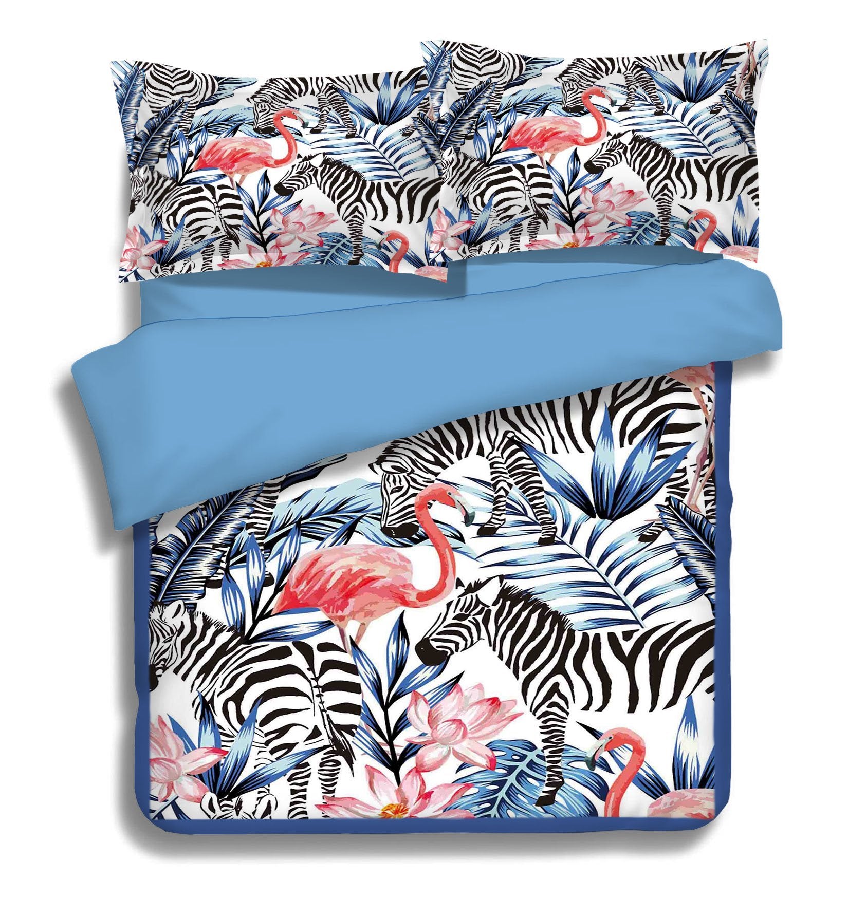 3D Zebra Flamingo 0376 Bed Pillowcases Quilt Wallpaper AJ Wallpaper