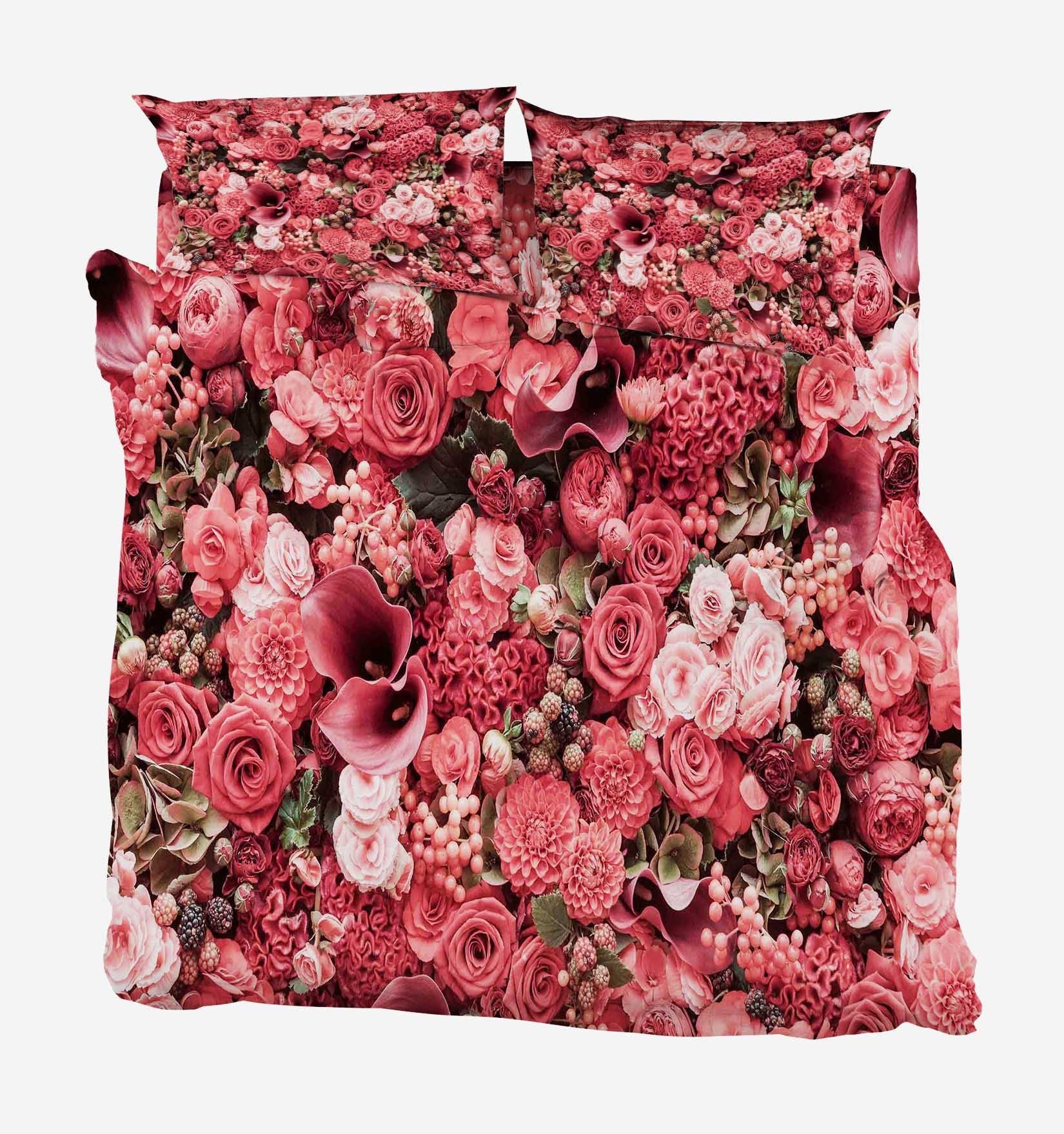 3D Red Flowers 50 Bed Pillowcases Quilt Wallpaper AJ Wallpaper